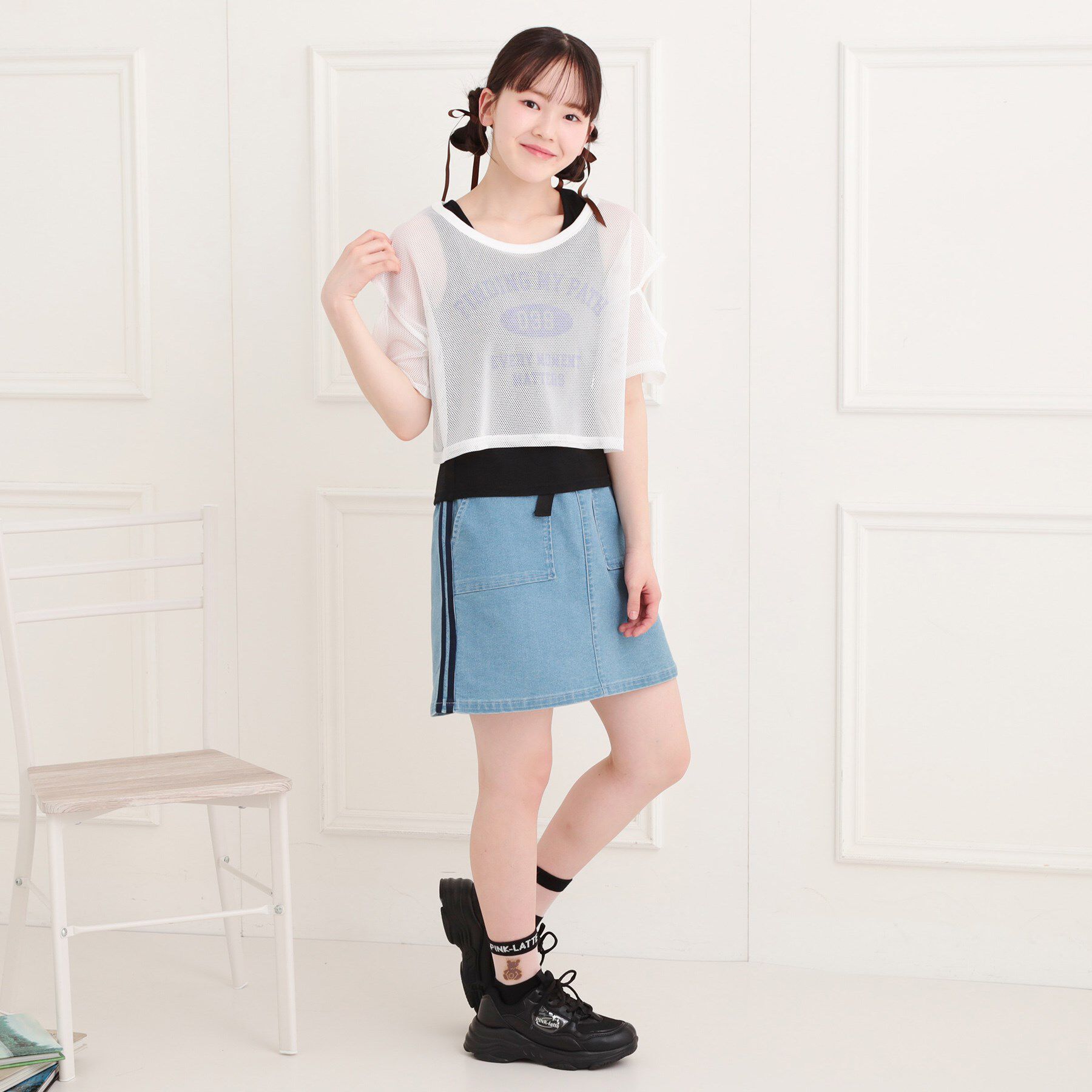 PINK-latte「メッシュTシャツ＋タンクセット」|その他|