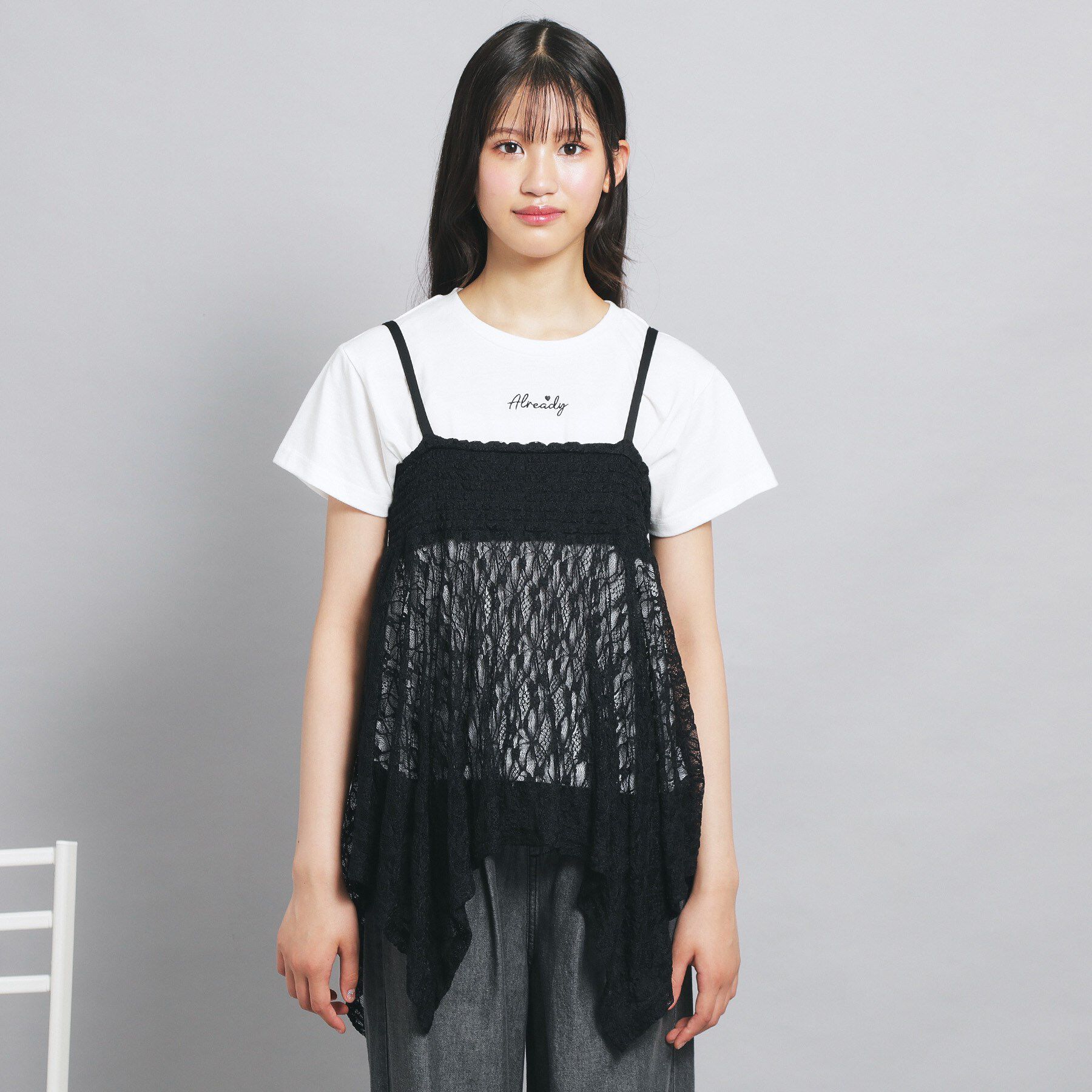 PINK-latte「◆【セットアイテム】2WAYレースビスチェ＋トップス」|Tシャツ・カットソー|