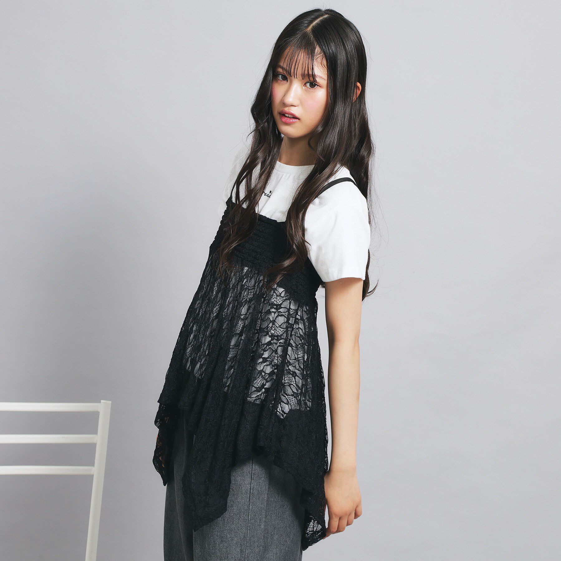 PINK-latte「◆【セットアイテム】2WAYレースビスチェ＋トップス」|Tシャツ・カットソー|