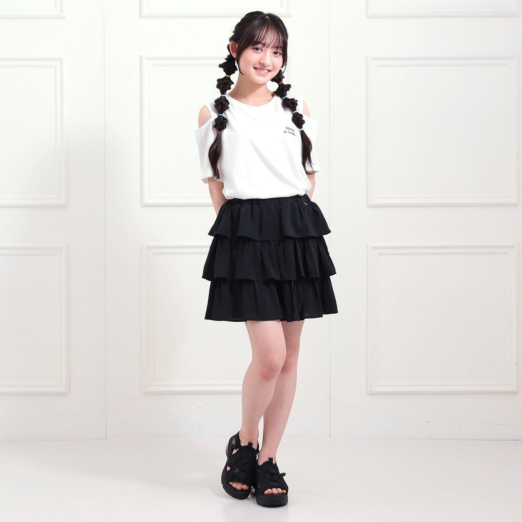 PINK-latte「肩あきバックプリントビッグTシャツ」|Tシャツ・カットソー|