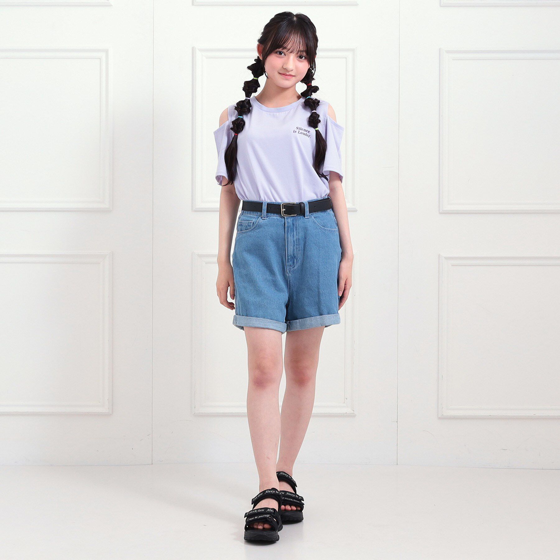 PINK-latte「肩あきバックプリントビッグTシャツ」|Tシャツ・カットソー|