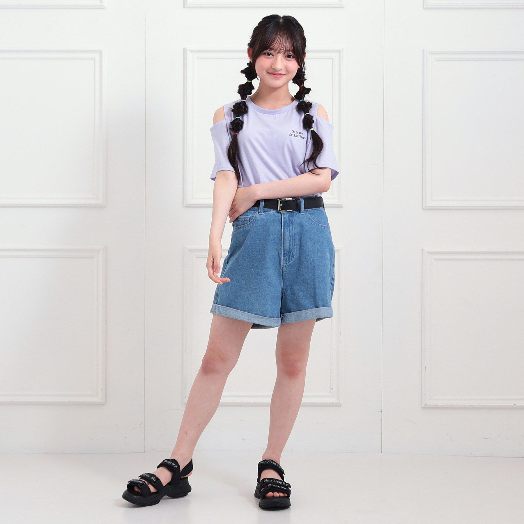 PINK-latte「肩あきバックプリントビッグTシャツ」|Tシャツ・カットソー|