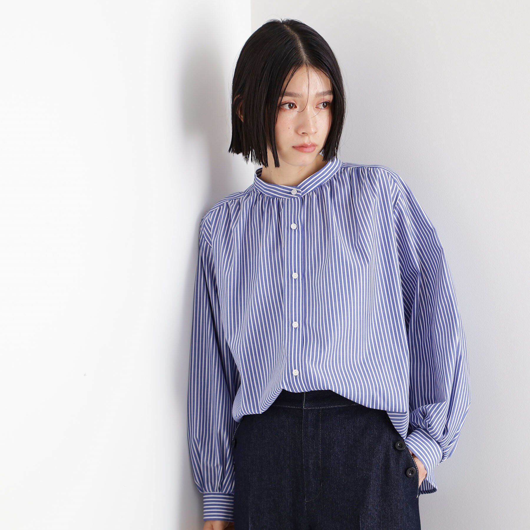 THE SHOP TK「ラメストライプラグランシャツ【洗える】」|シャツ・ブラウス|