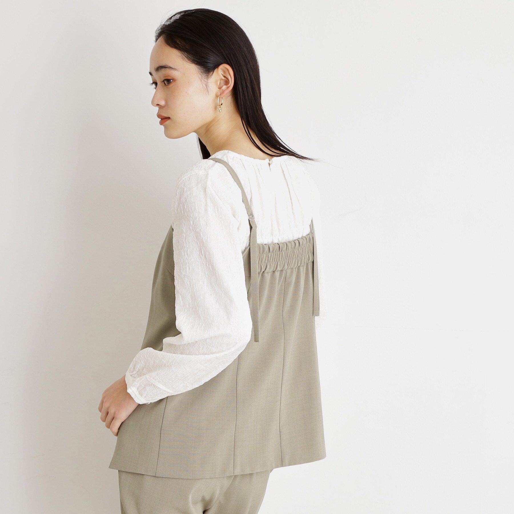 THE SHOP TK「麻調キャミビスチェ【洗濯機OK】」|キャミソール|