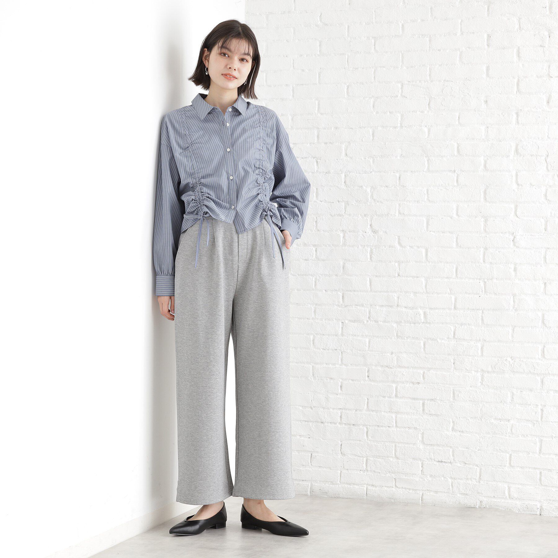 THE SHOP TK「リボンギャザーシャツ【洗濯機OK】」|シャツ・ブラウス|