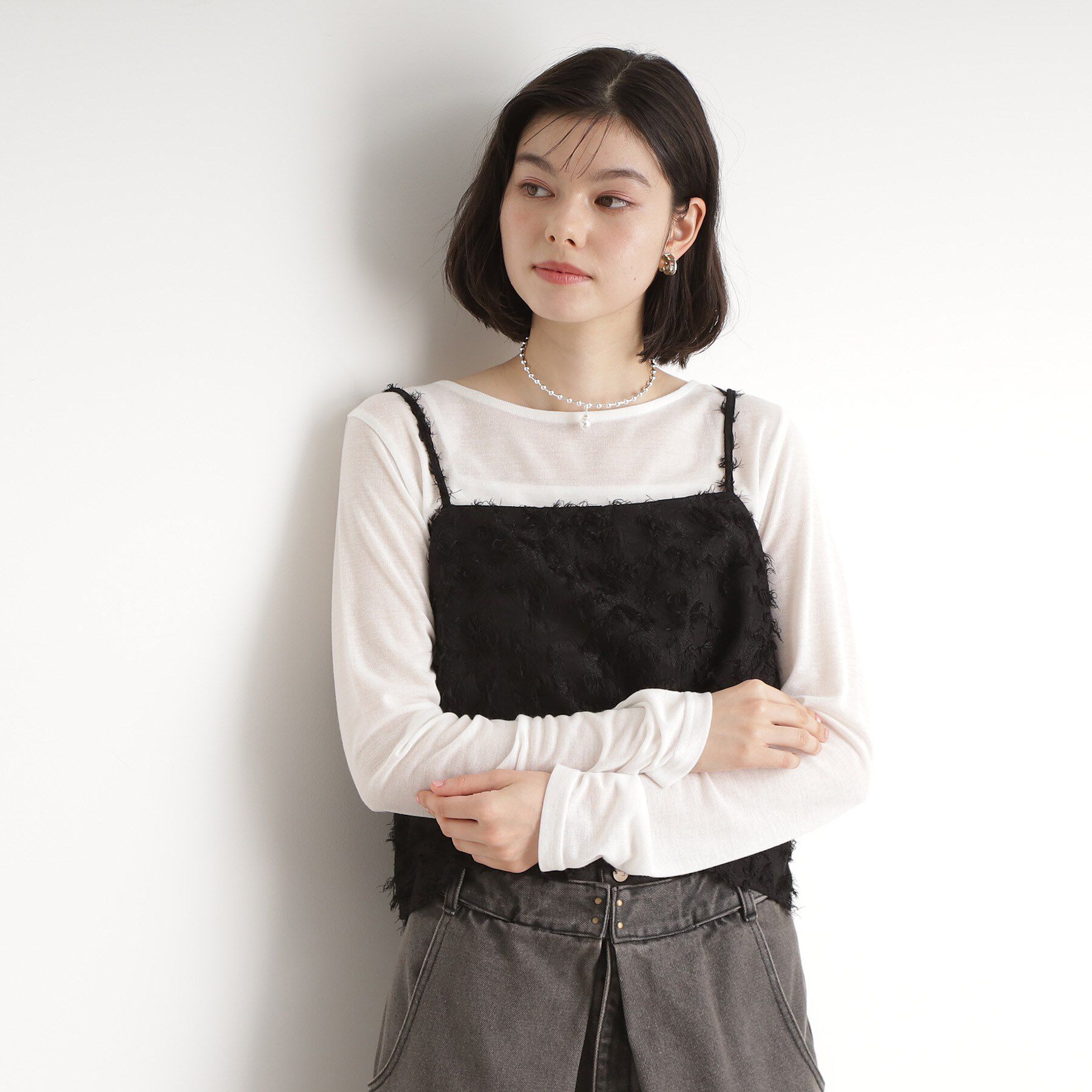 THE SHOP TK「シアーフライスセットビスチェ【洗える】」|その他|ブラック(019)