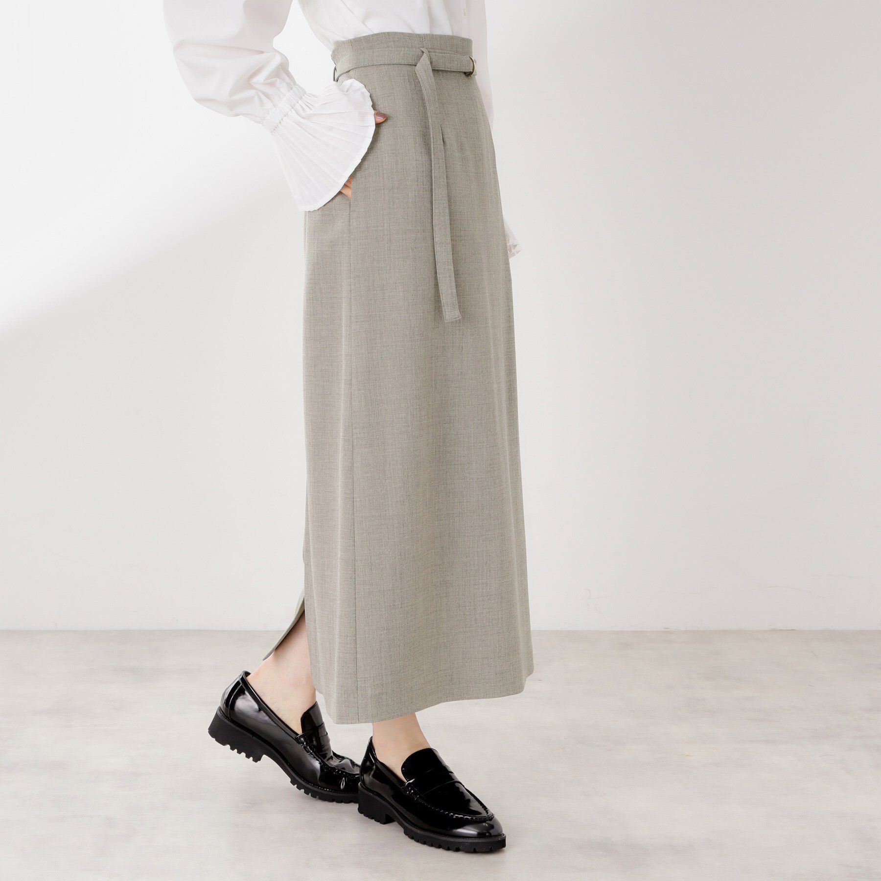 THE SHOP TK「ベルト付ナロースカート【セットアップ可】/CAVIANシリーズ」|スカート|