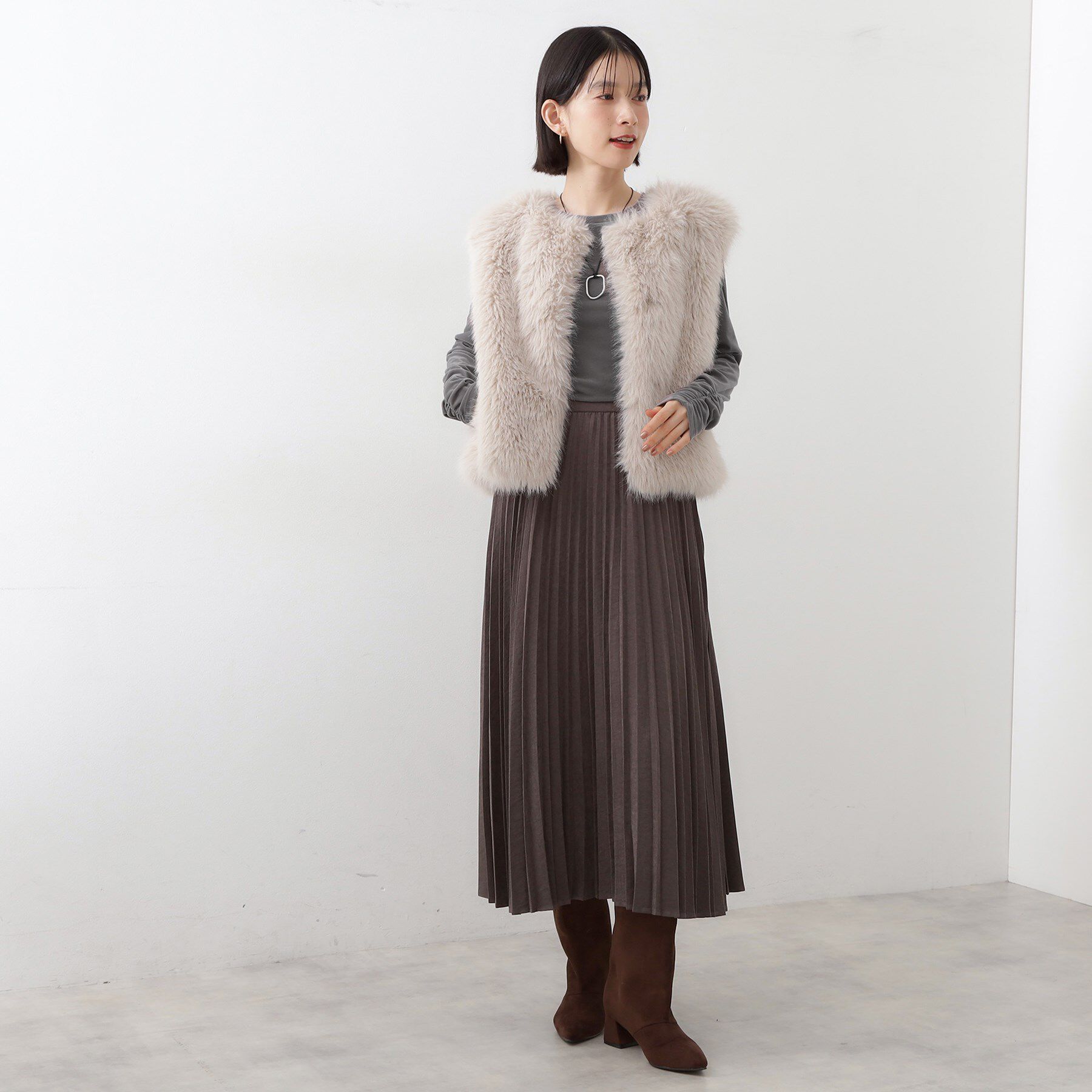 THE SHOP TK「【程よいシアー感】ベロア袖クシュプルオーバー」|Tシャツ・カットソー|