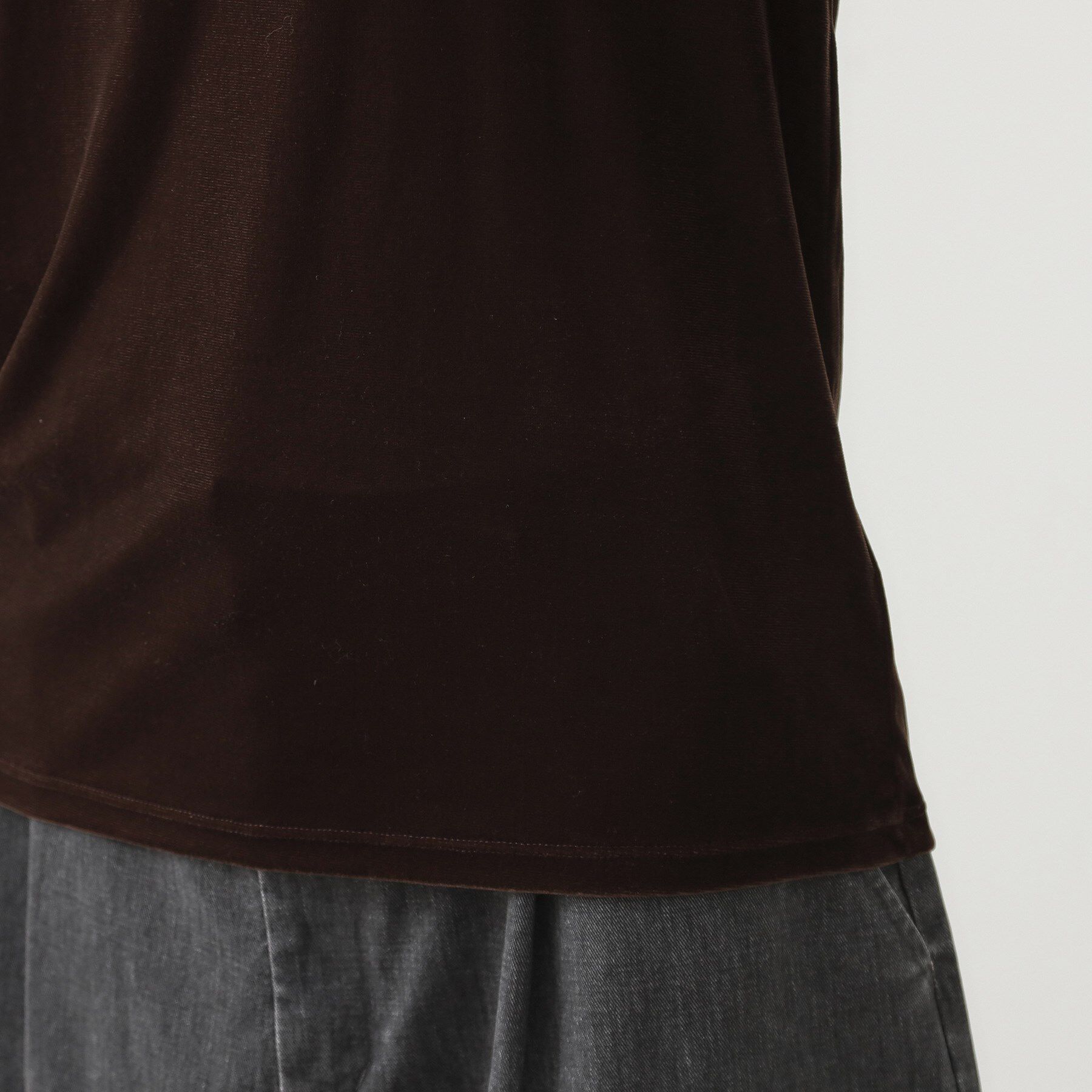 THE SHOP TK「【程よいシアー感】ベロア袖クシュプルオーバー」|Tシャツ・カットソー|