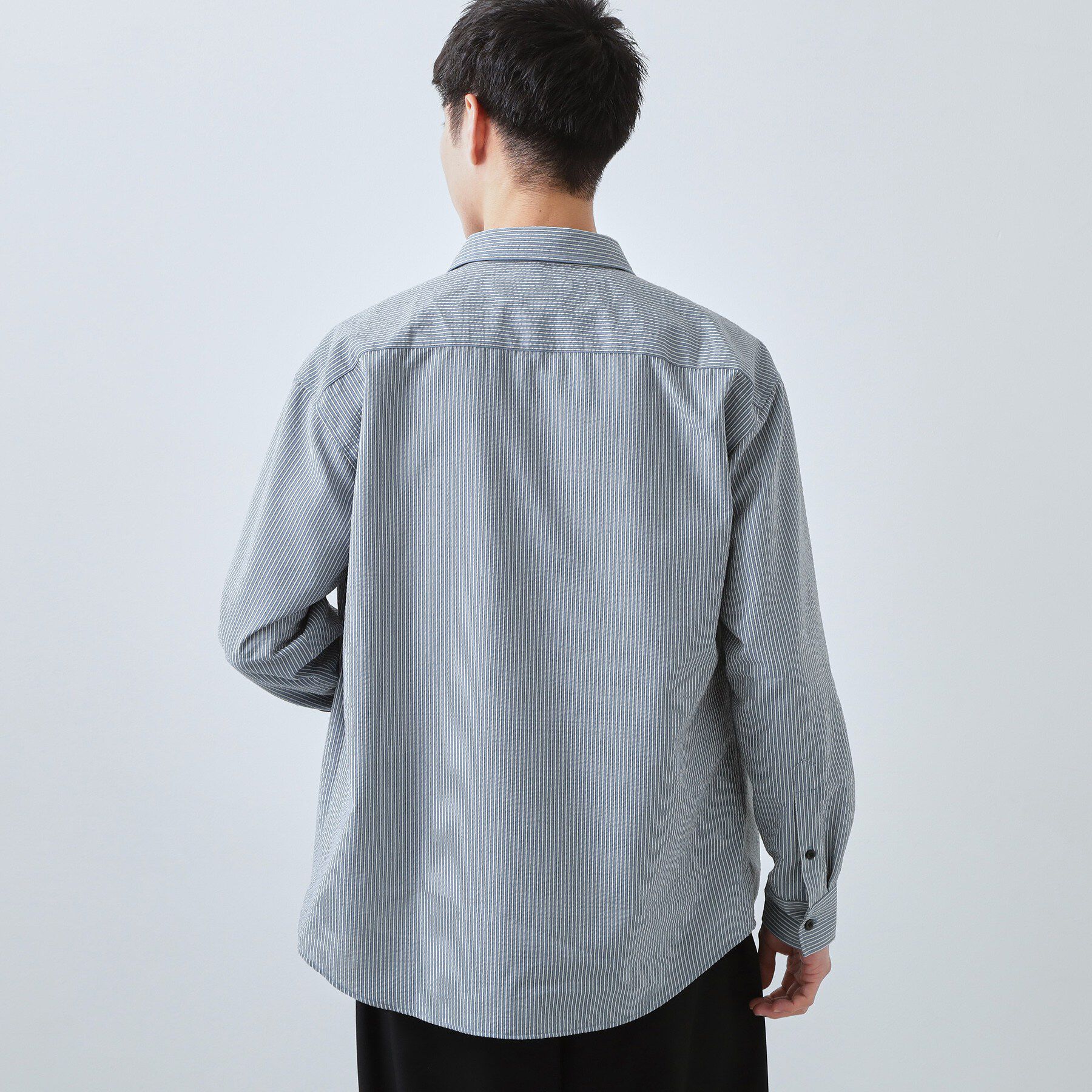 THE SHOP TK「【爽やかで好印象】サッカーストライプシャツ 洗濯機OK」|シャツ・ブラウス|