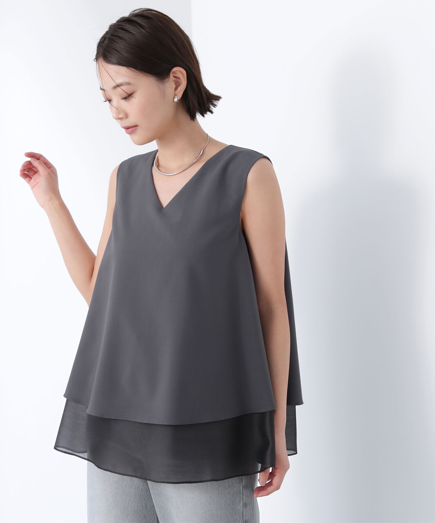  「シアーヘムレイヤードペプラムブラウス」|シャツ・ブラウス|