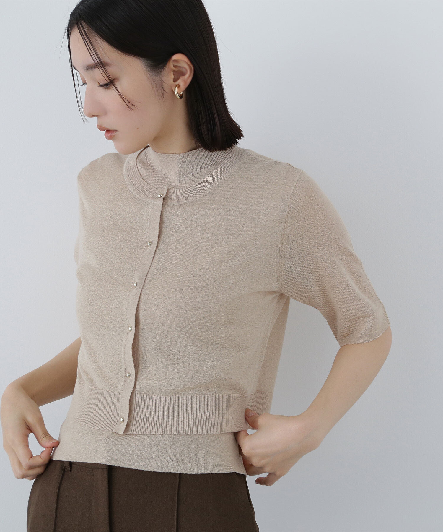 「シアーショートカーデアンサンブル」|ニット・セーター|ライトベージ