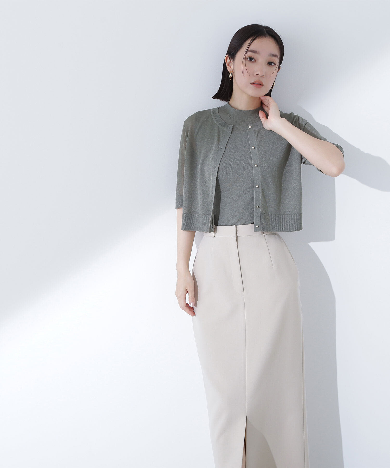  「シアーショートカーデアンサンブル」|ニット・セーター|