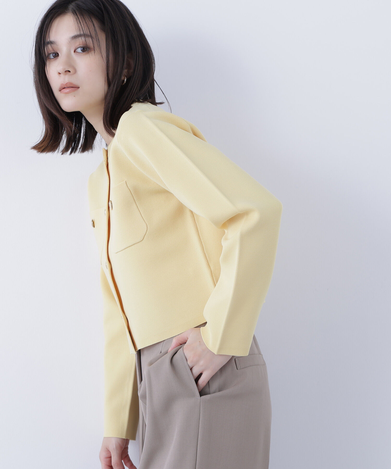  「エンブレムボタンニットジャケット」|ニット・セーター|