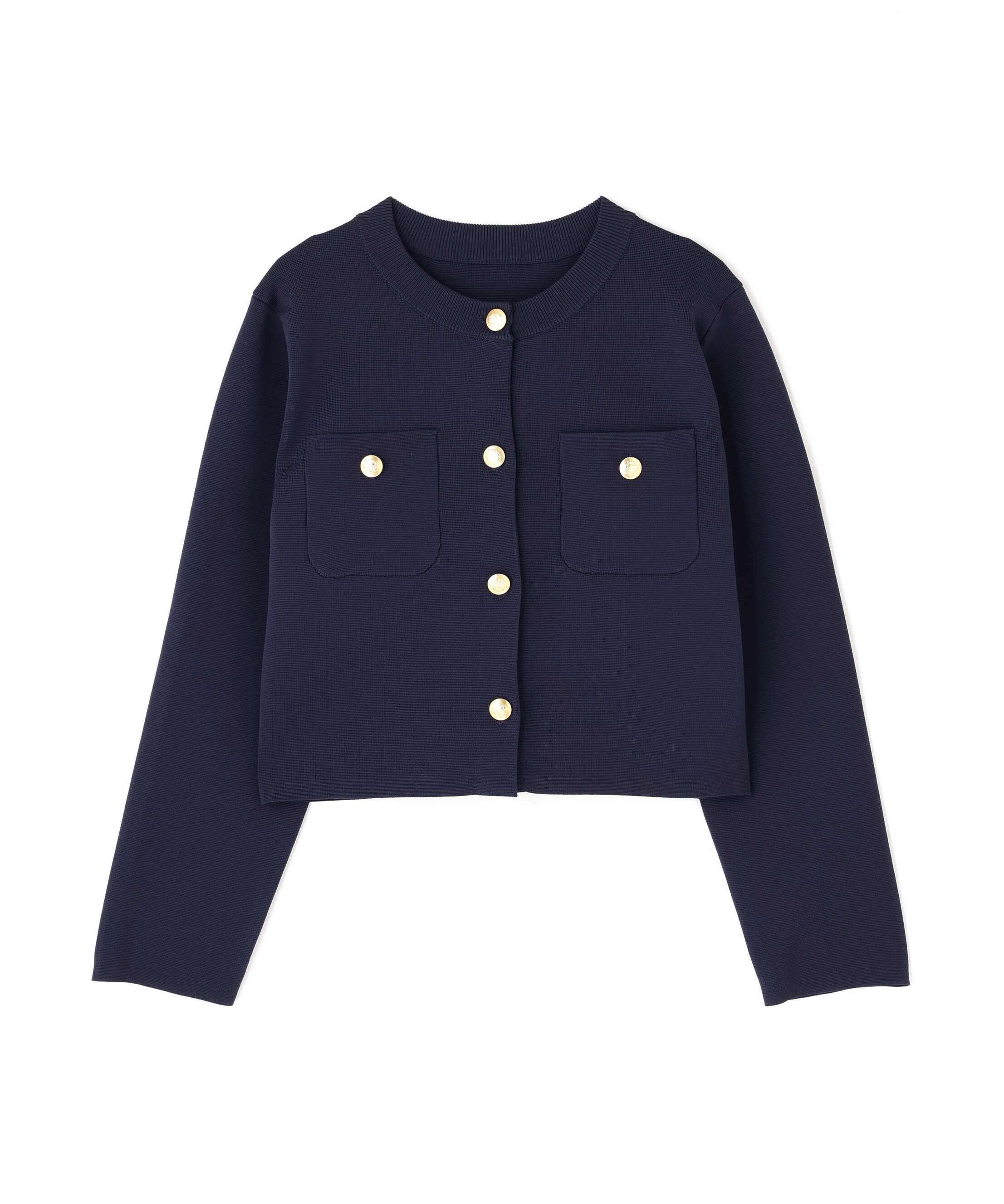  「エンブレムボタンニットジャケット」|ニット・セーター|