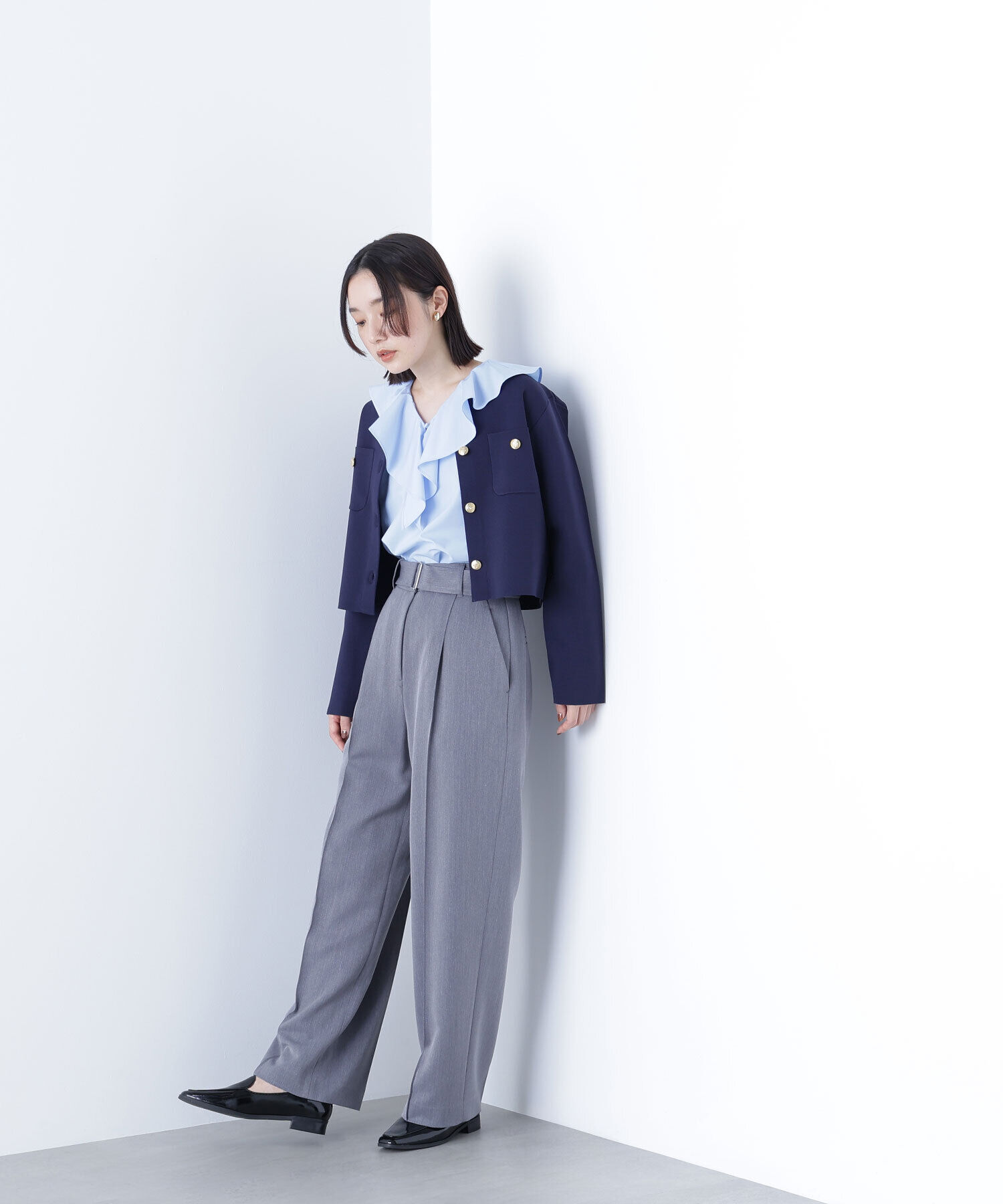  「エンブレムボタンニットジャケット」|ニット・セーター|