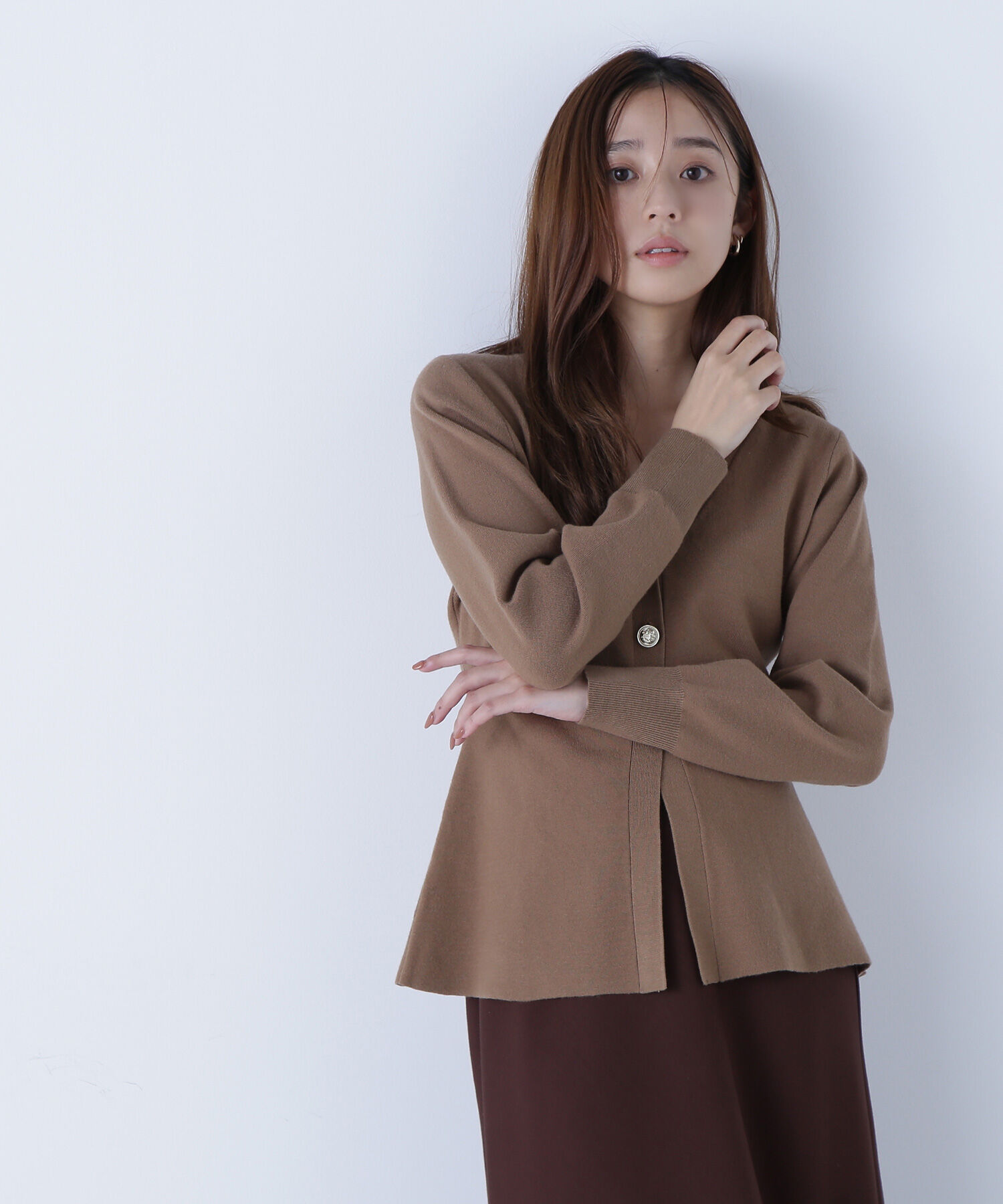  「ウエストシェイプスリットカーディガン」|ニット・セーター|