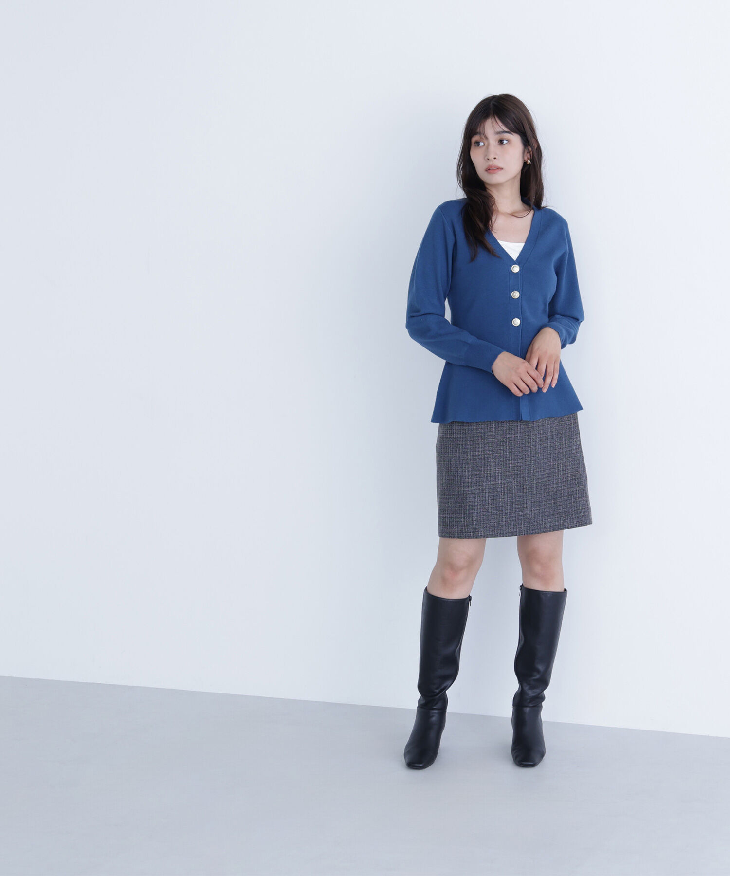  「ウエストシェイプスリットカーディガン」|ニット・セーター|