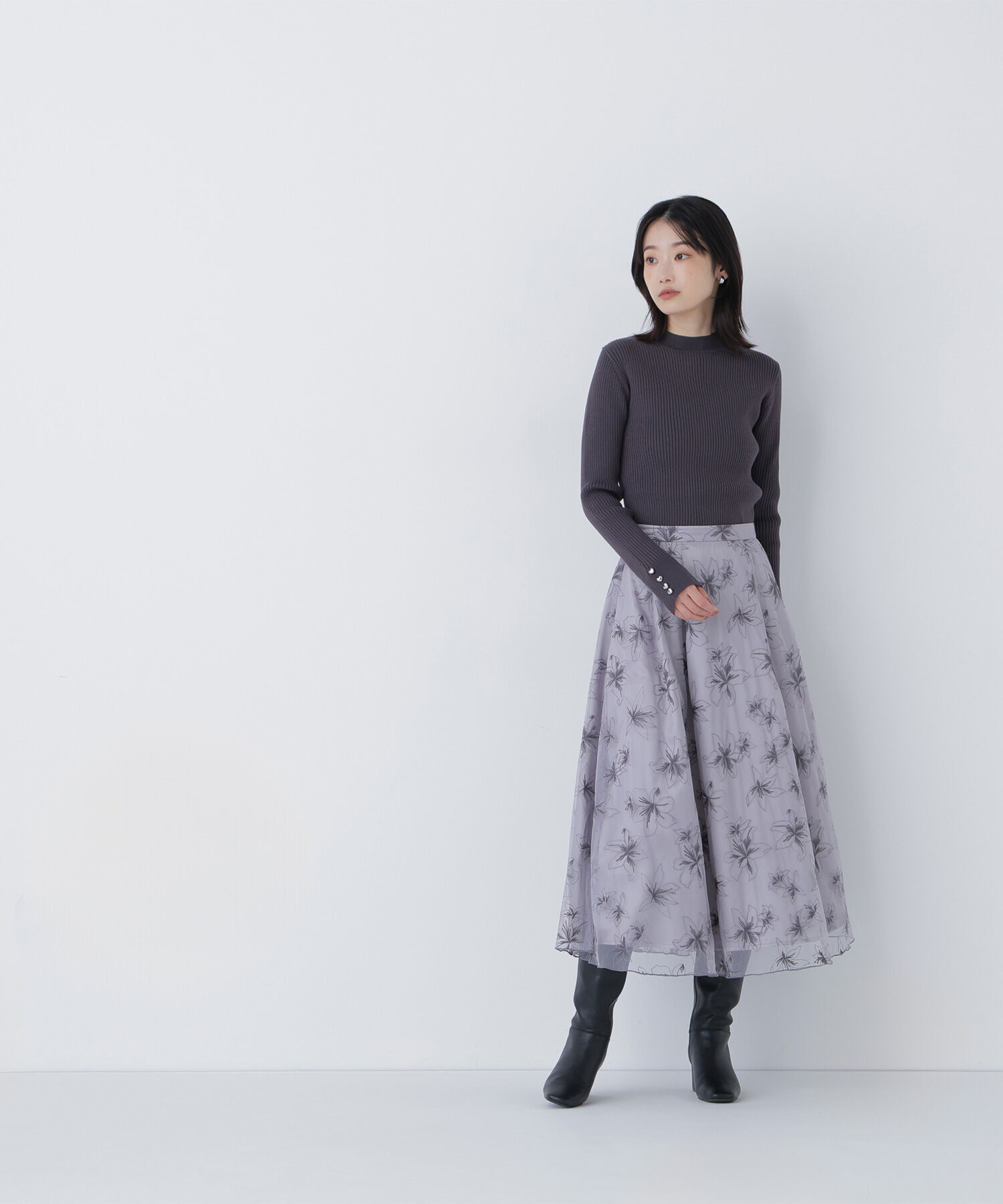  「ハートボタンカフスニット」|ニット・セーター|