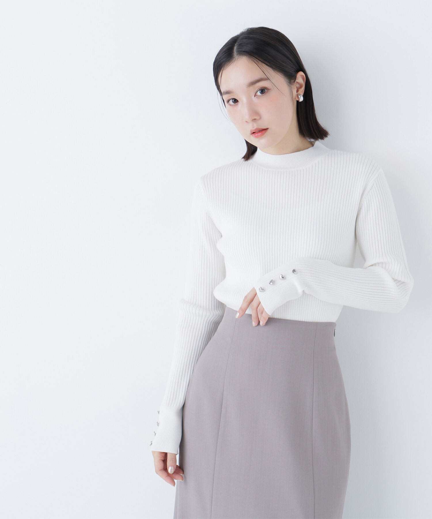  「ハートボタンカフスニット」|ニット・セーター|