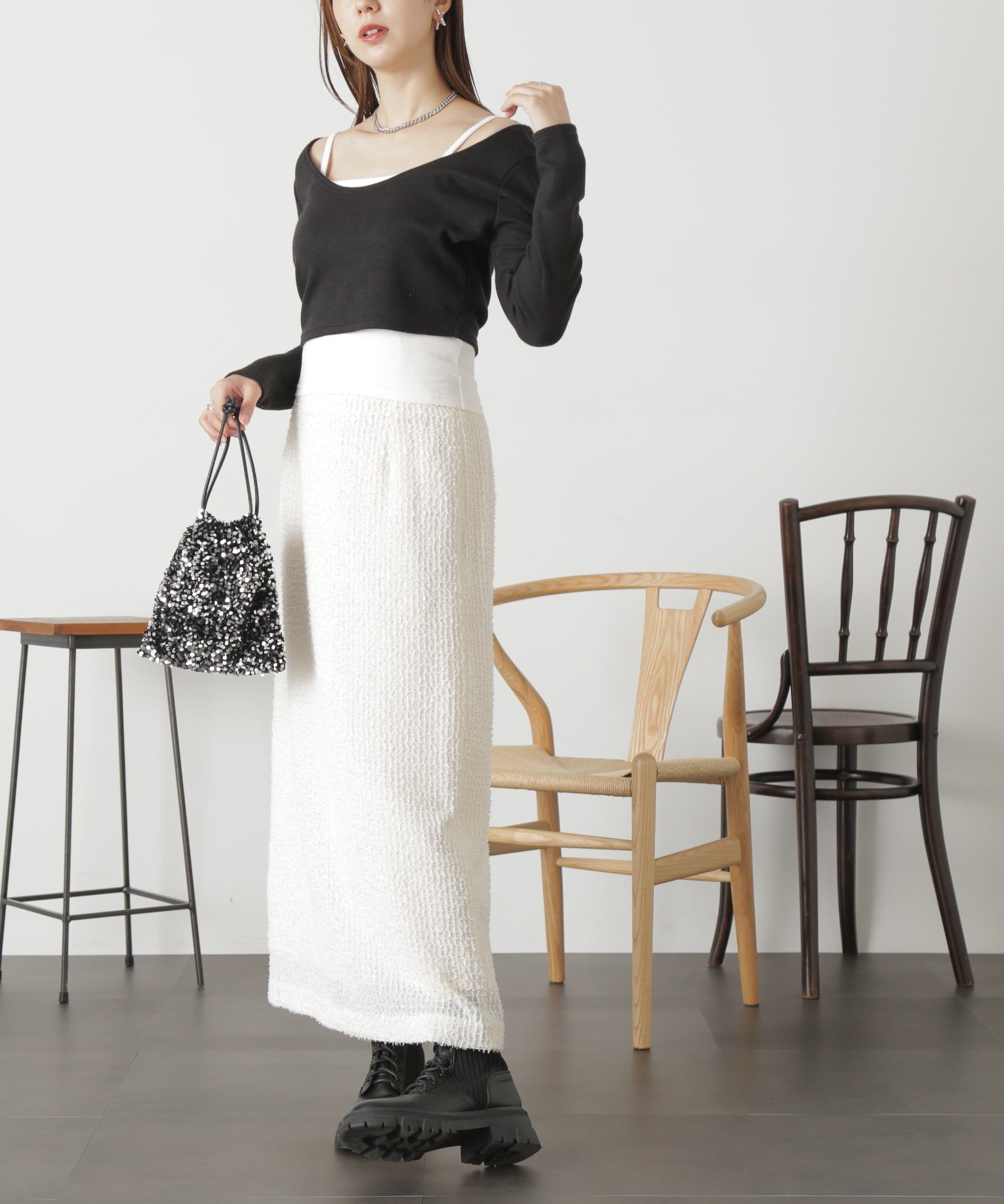  「フェザーシフォンナロースカート」|スカート|