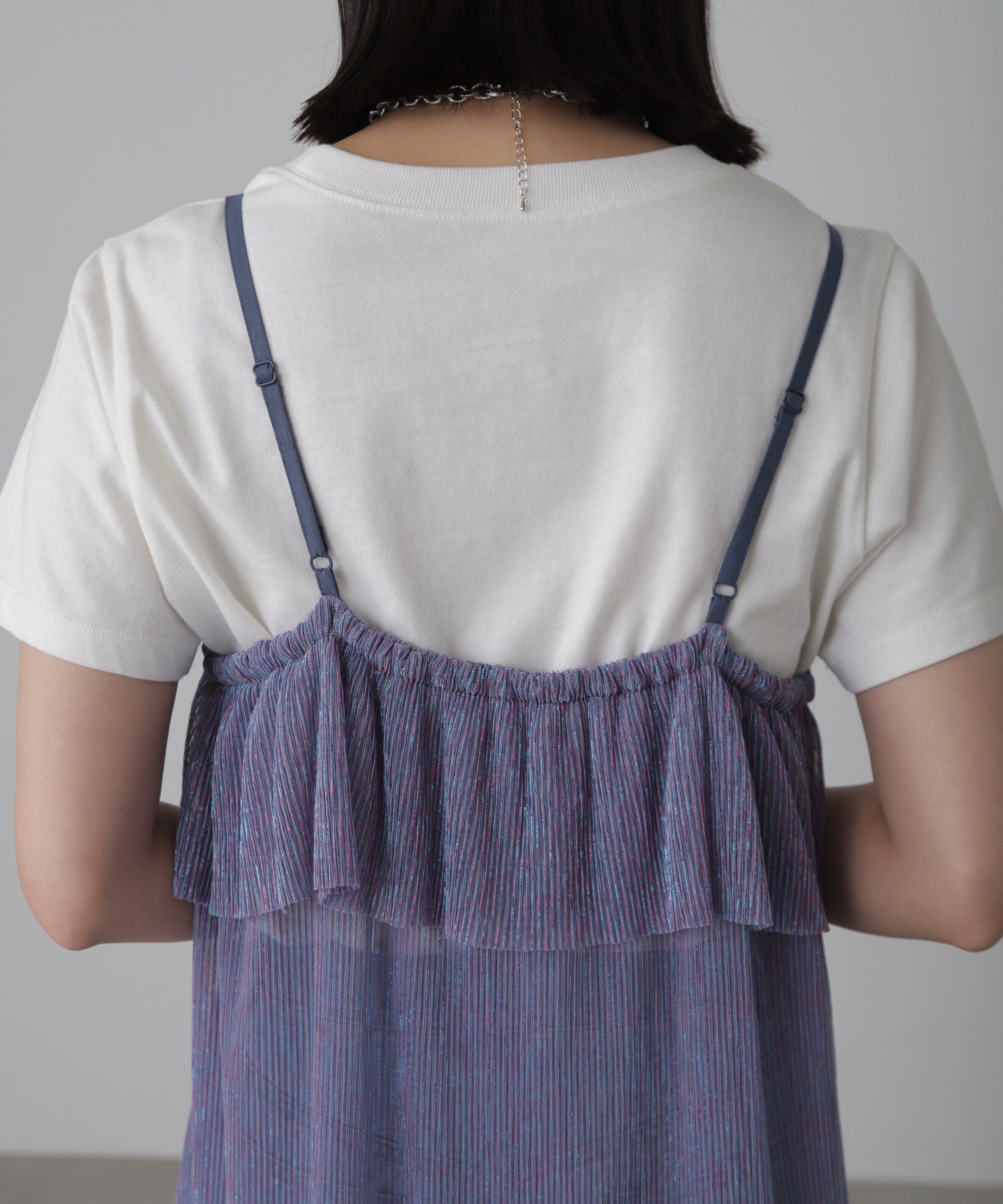  「［ブルーカラーWEB限定］ラメプリーツシアーキャミソールワンピース」|ワンピース|