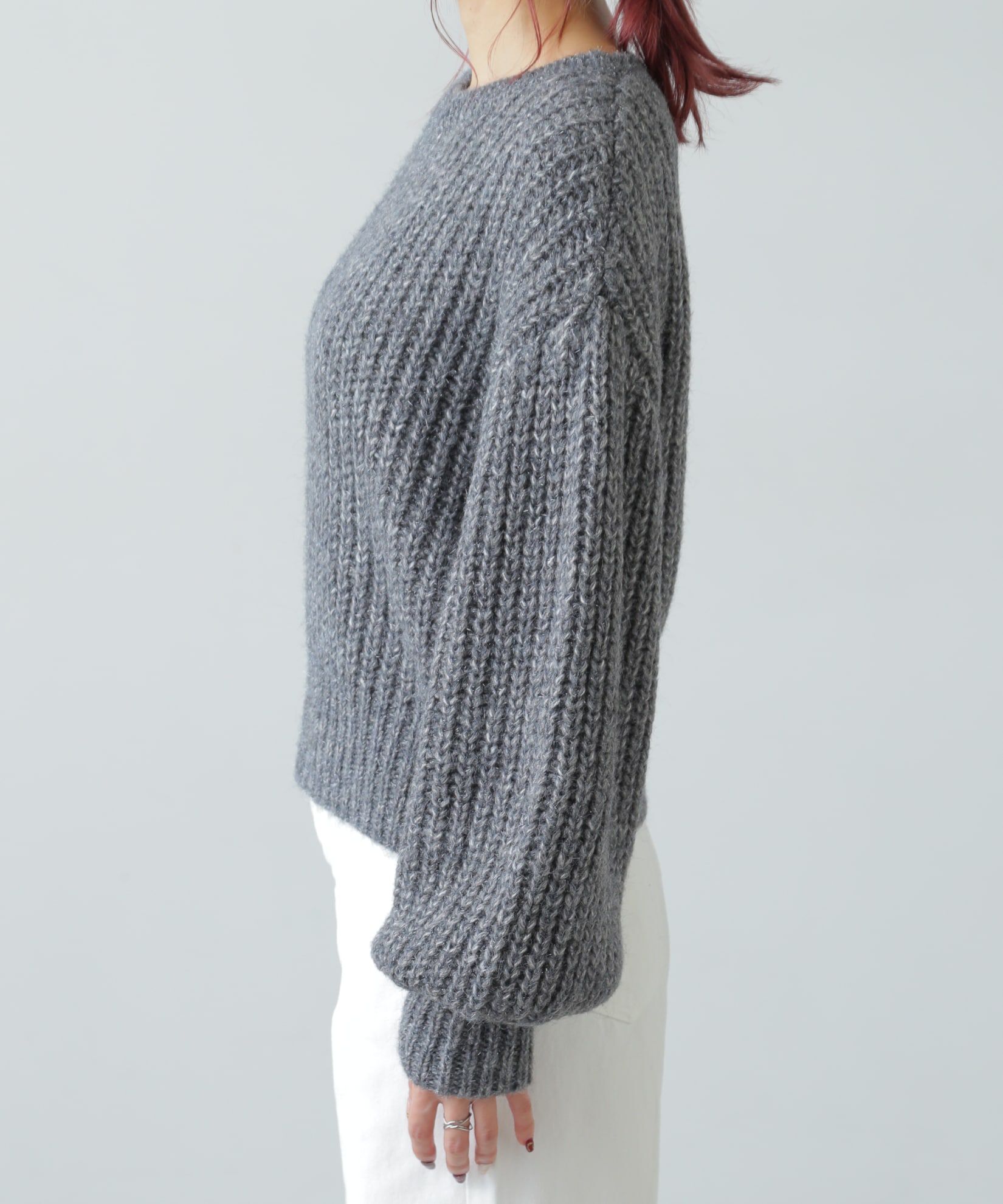  「袖ボリューム畦ラメニット」|ニット・セーター|