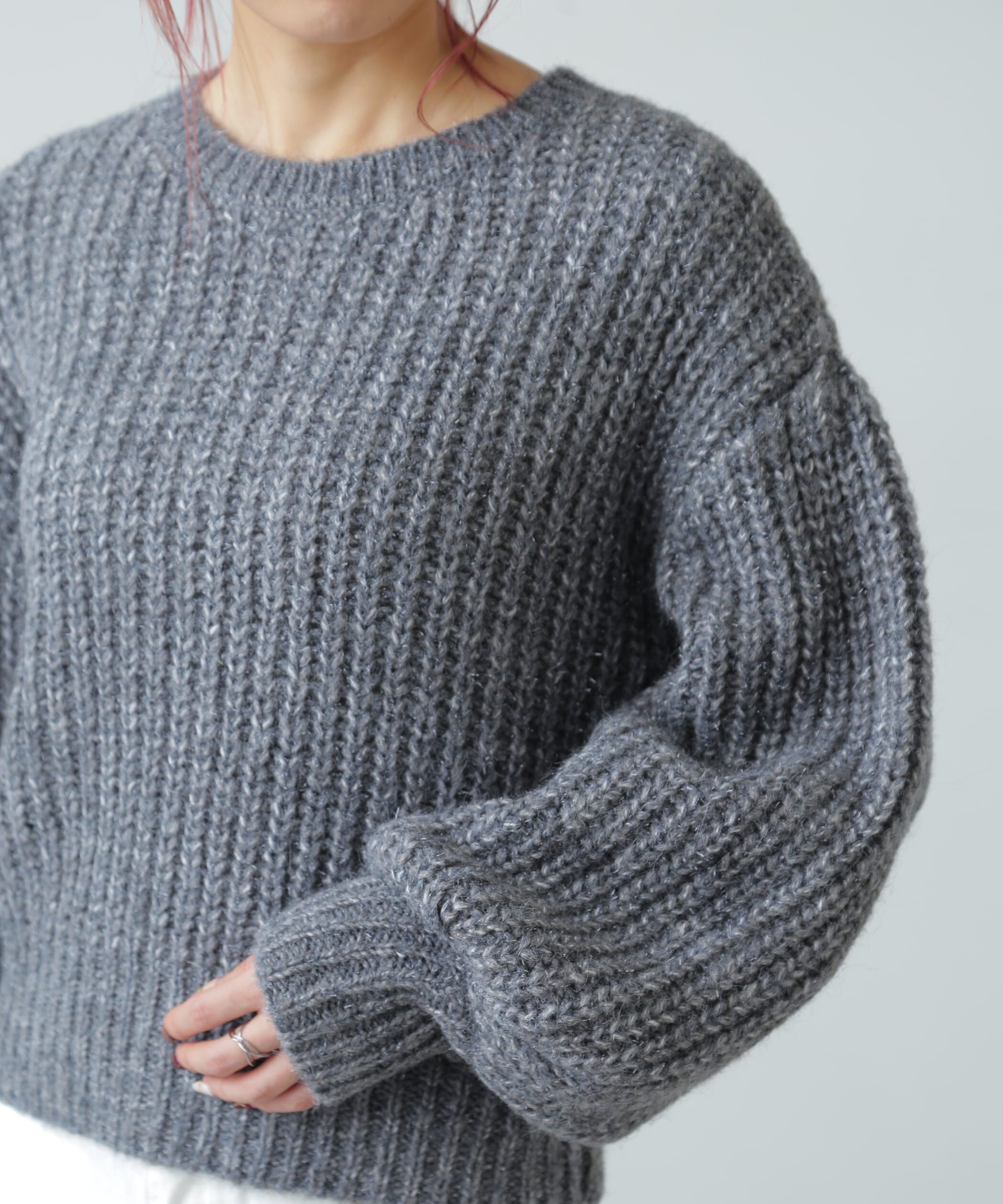  「袖ボリューム畦ラメニット」|ニット・セーター|