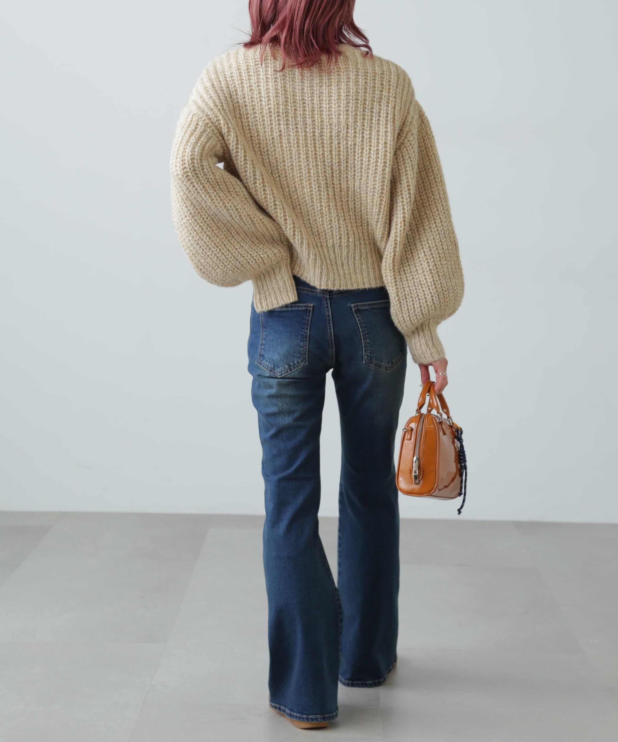  「袖ボリューム畦ラメニット」|ニット・セーター|