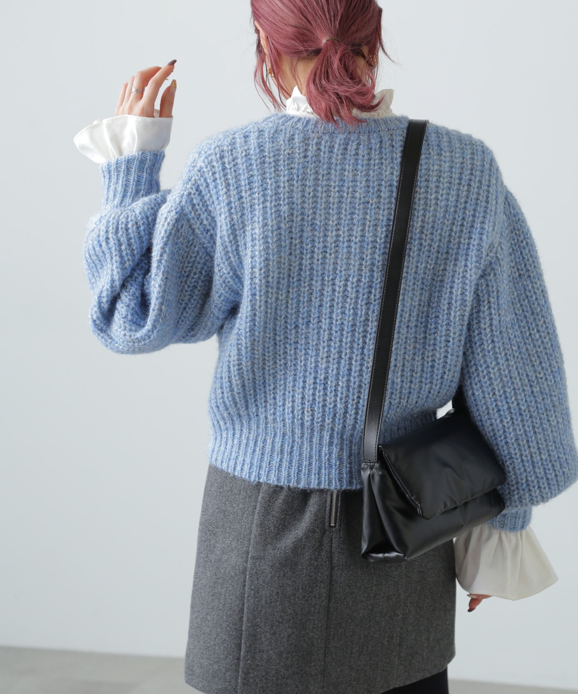  「袖ボリューム畦ラメニット」|ニット・セーター|