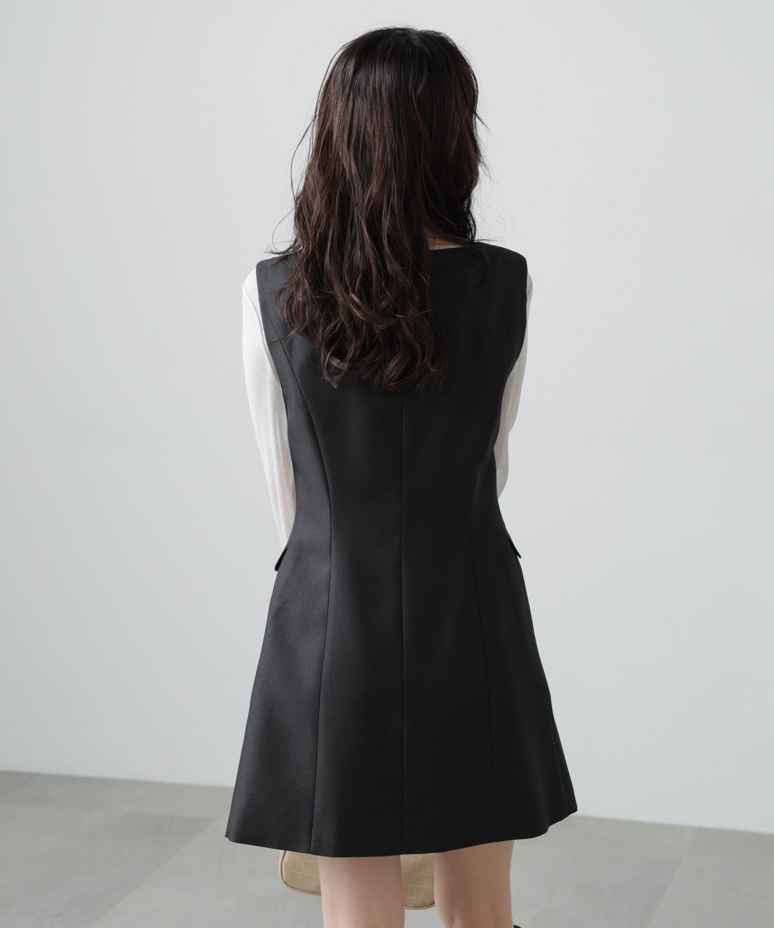  「ジレ風ラップミニジャンパースカート」|ワンピース|