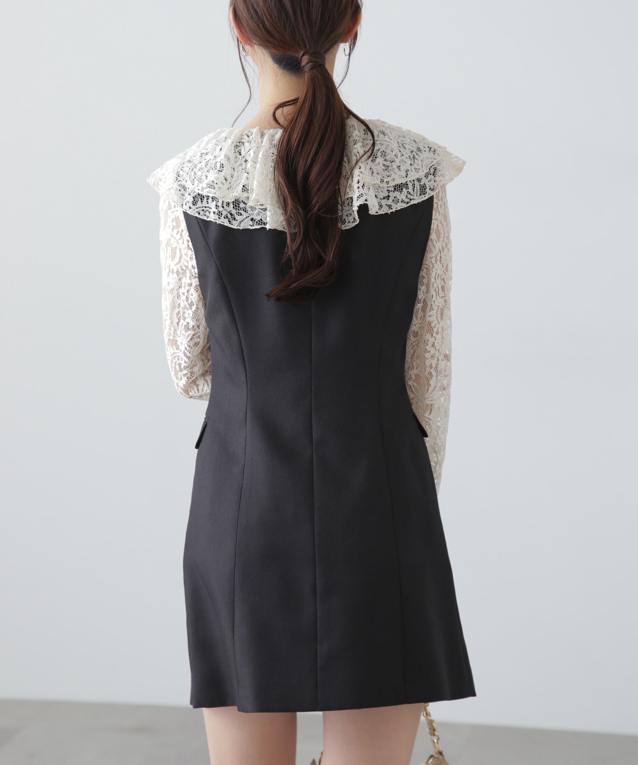  「ジレ風ラップミニジャンパースカート」|ワンピース|