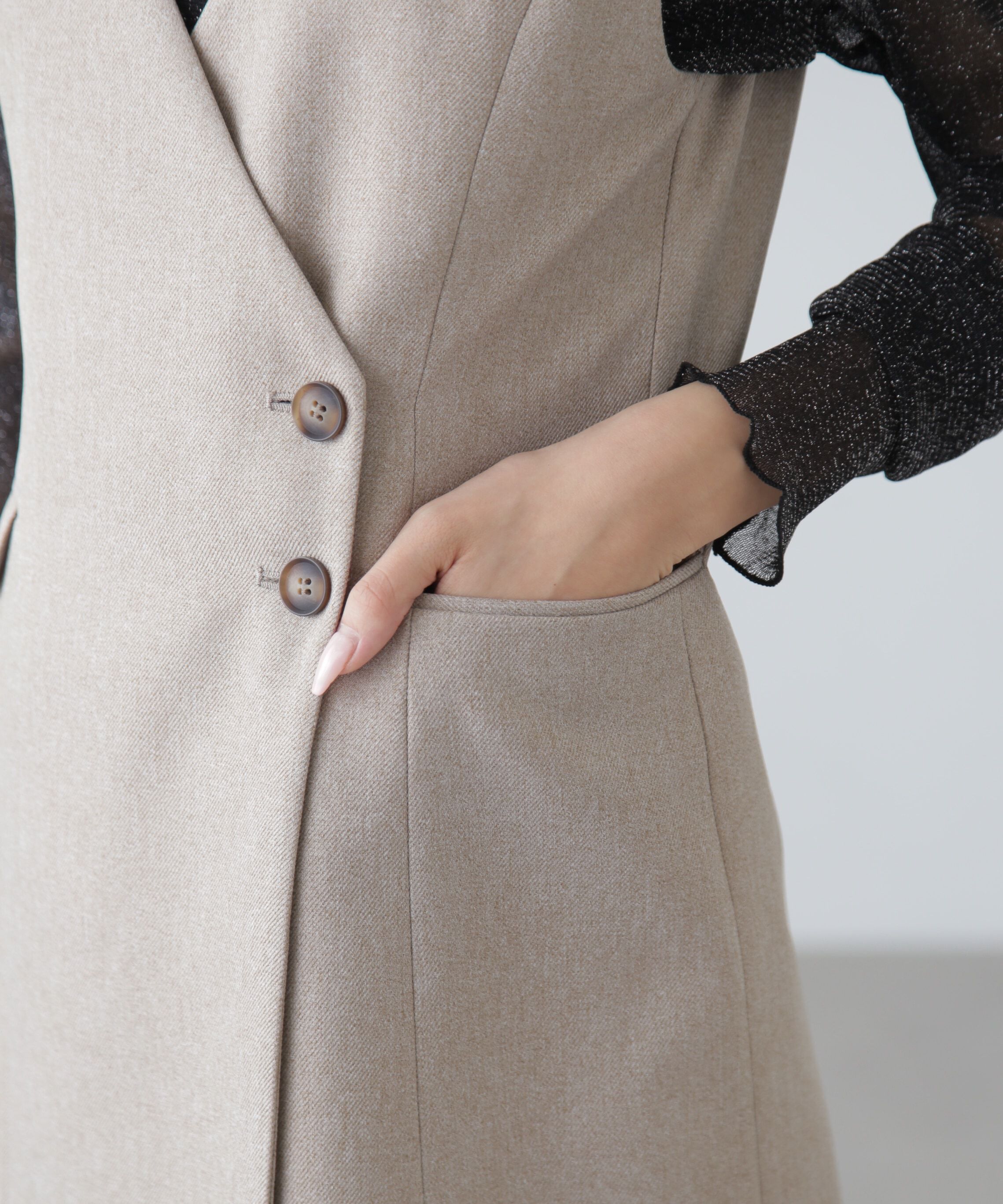  「ジレ風ラップミニジャンパースカート」|ワンピース|