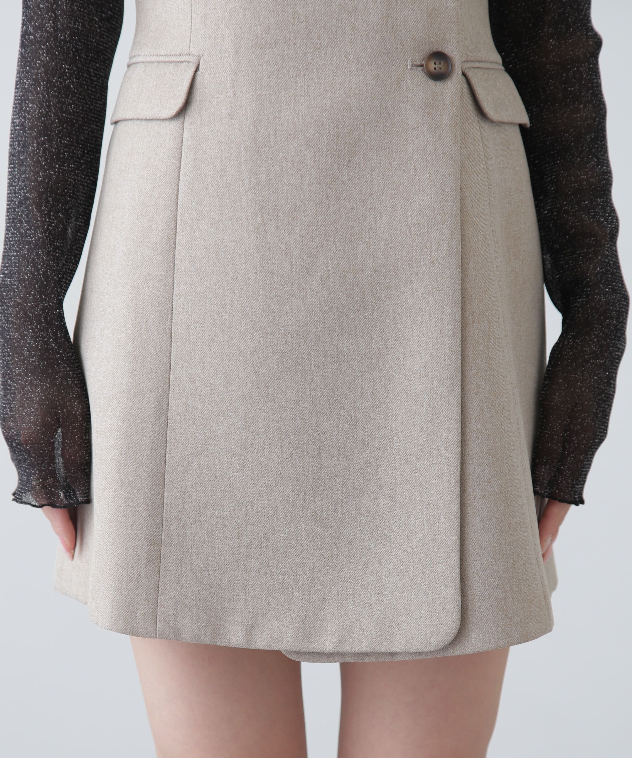  「ジレ風ラップミニジャンパースカート」|ワンピース|