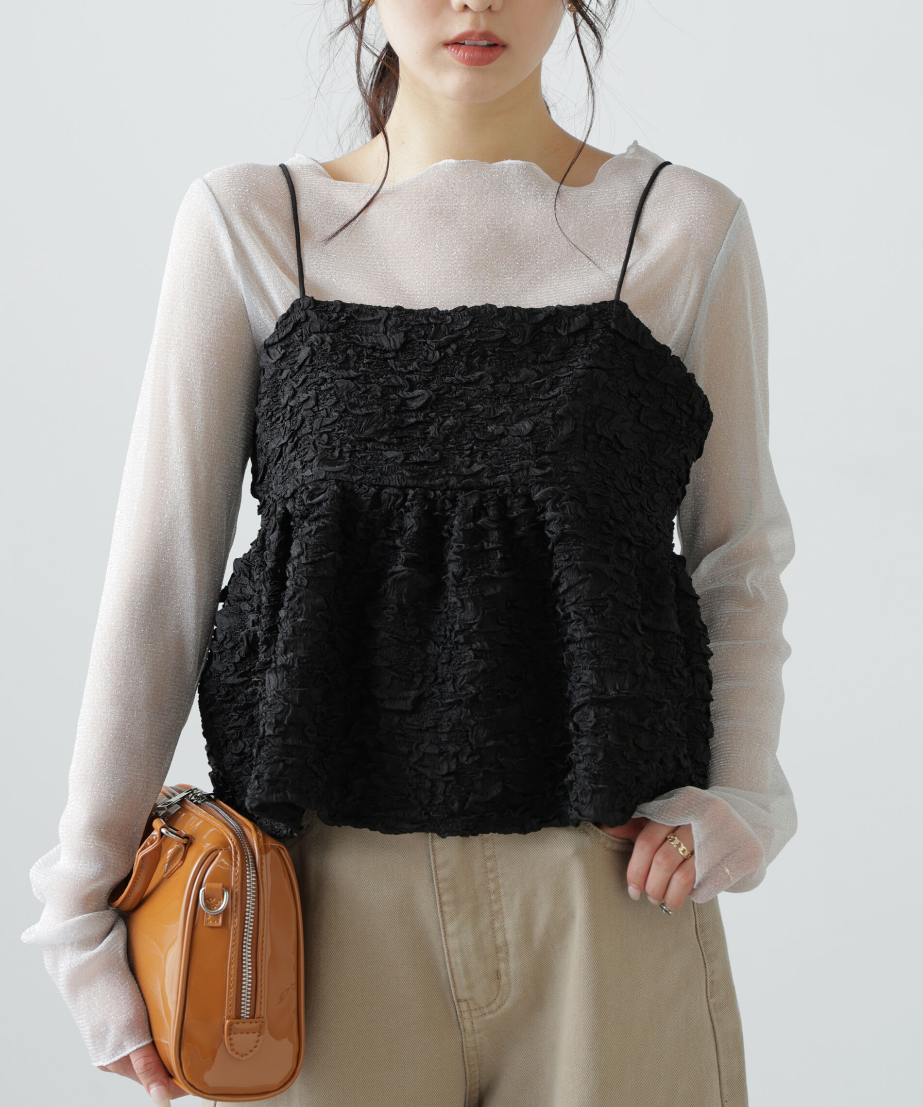  「ぽこぽこジャガードキャミソールビスチェ」|シャツ・ブラウス|