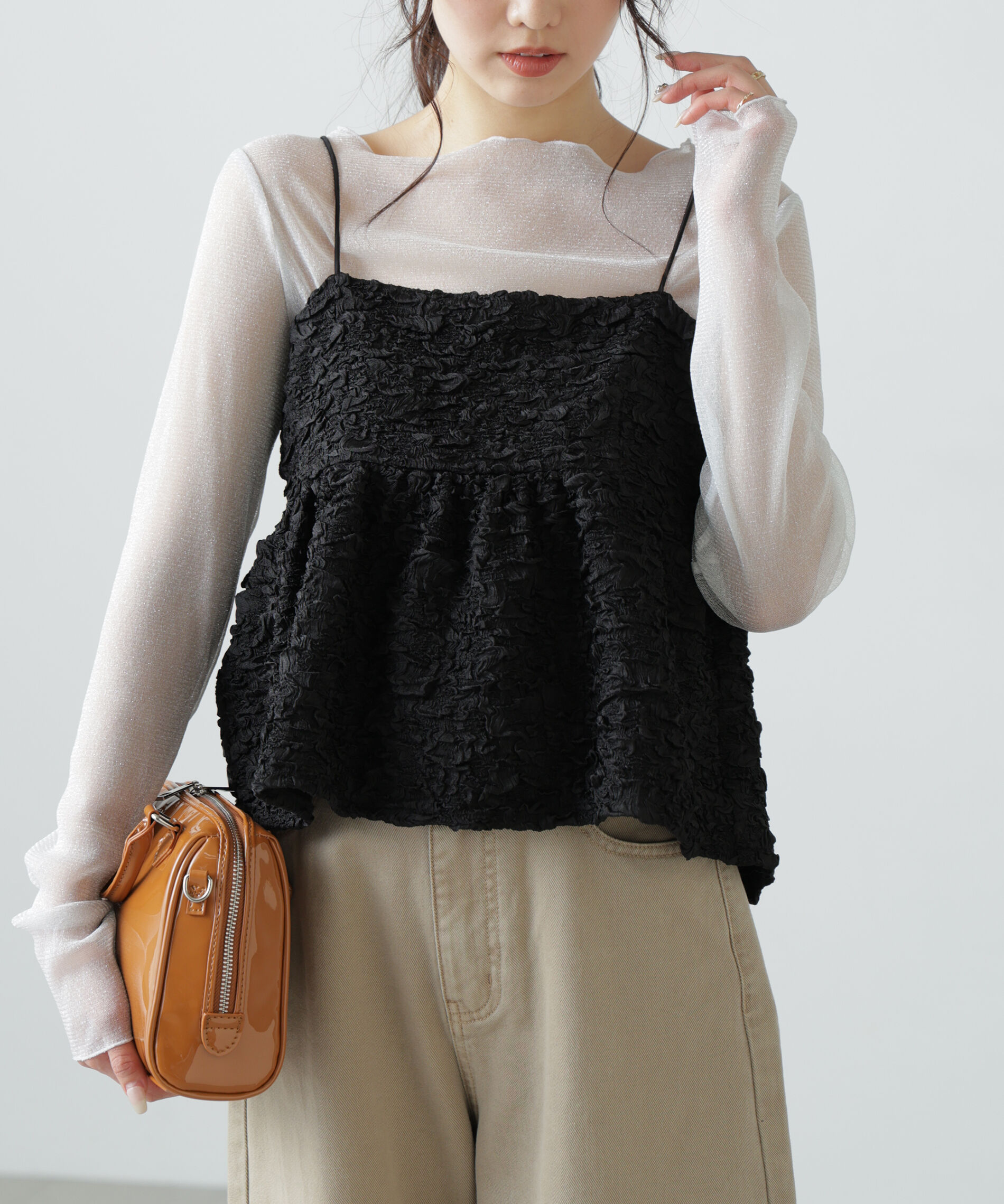  「ぽこぽこジャガードキャミソールビスチェ」|シャツ・ブラウス|