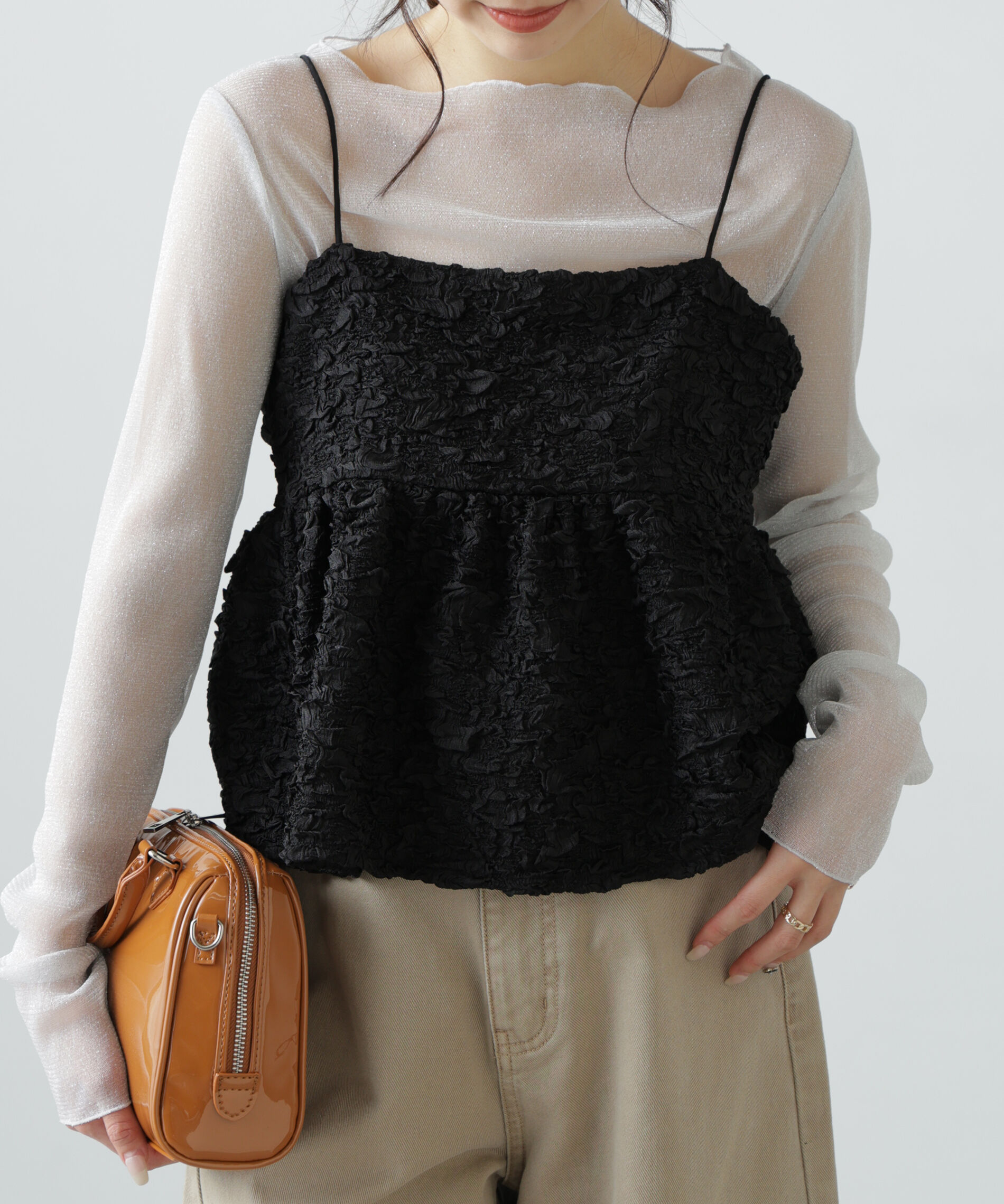  「ぽこぽこジャガードキャミソールビスチェ」|シャツ・ブラウス|