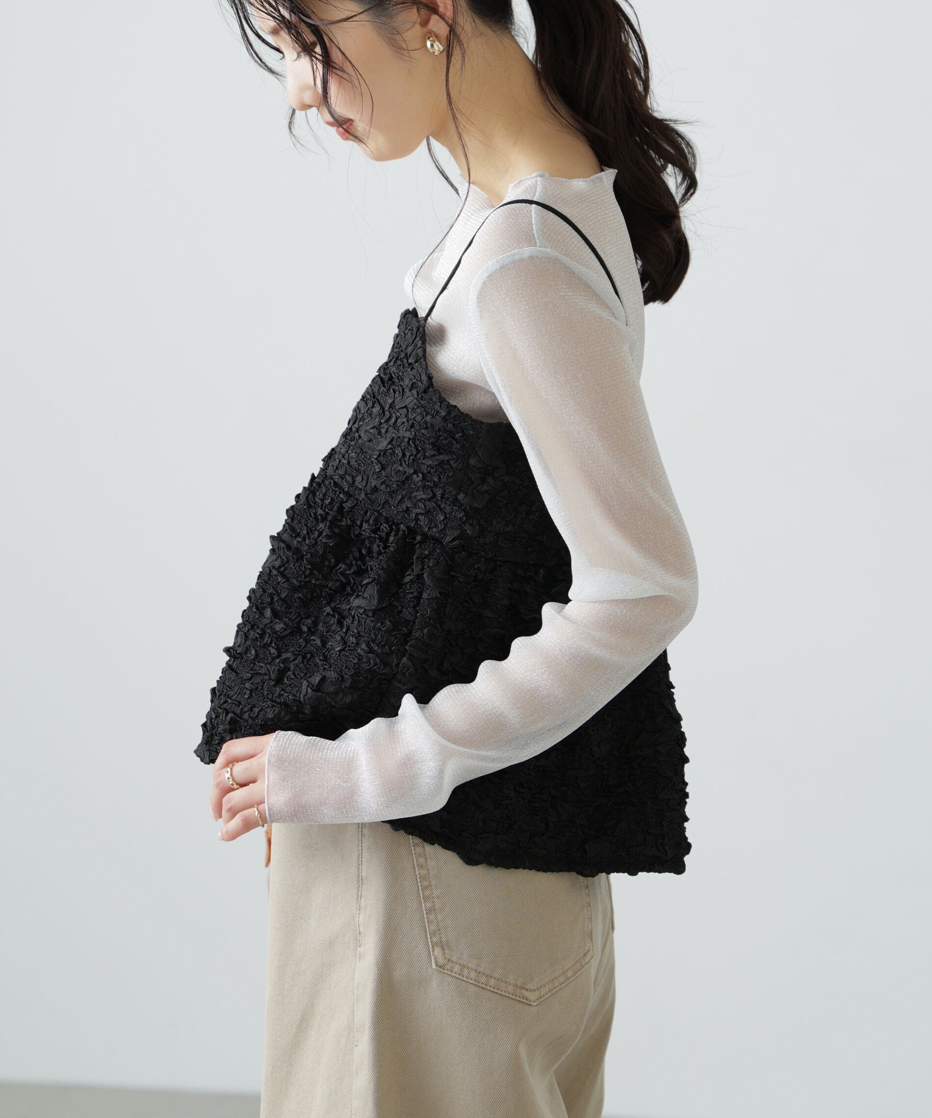  「ぽこぽこジャガードキャミソールビスチェ」|シャツ・ブラウス|