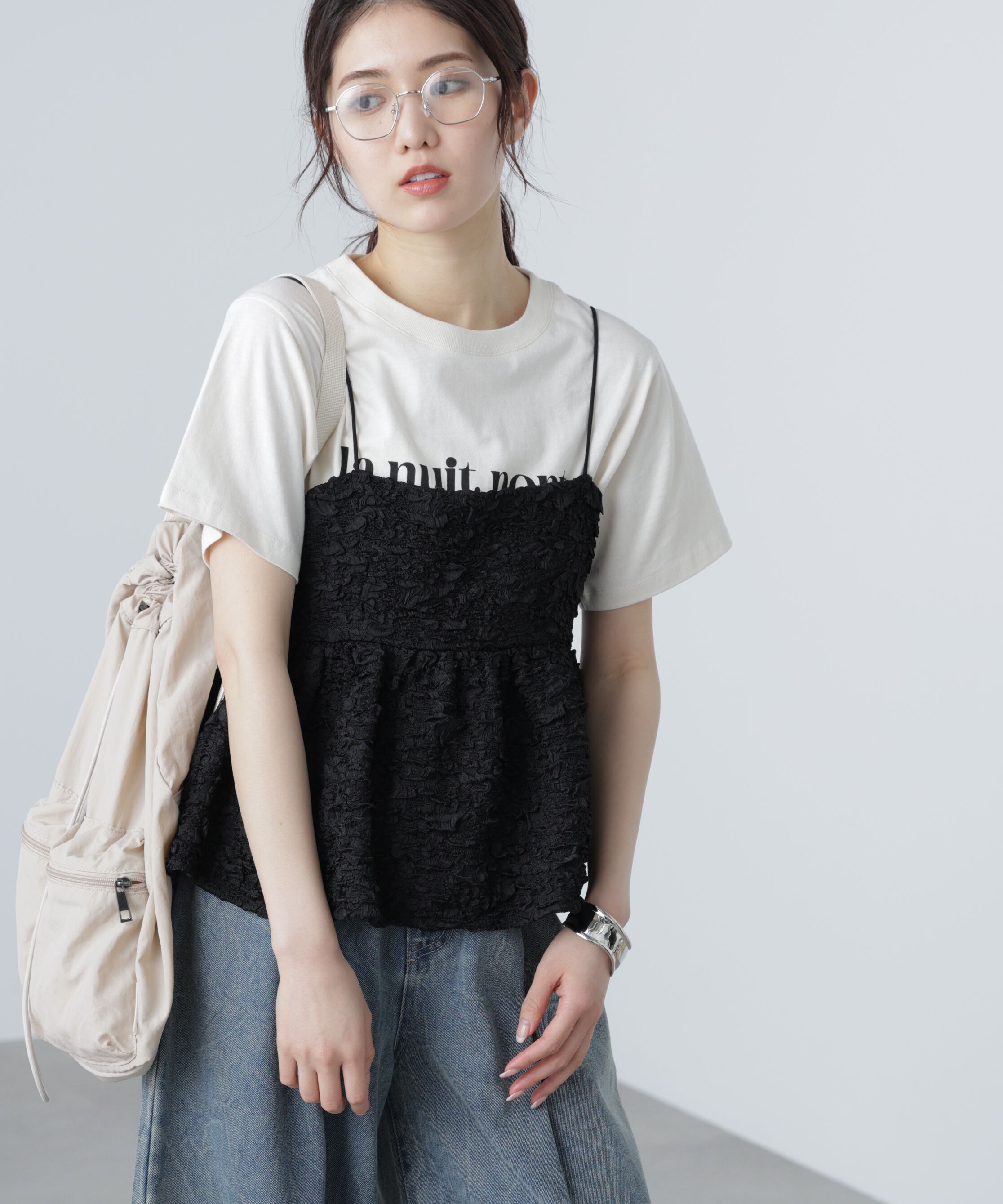  「ぽこぽこジャガードキャミソールビスチェ」|シャツ・ブラウス|