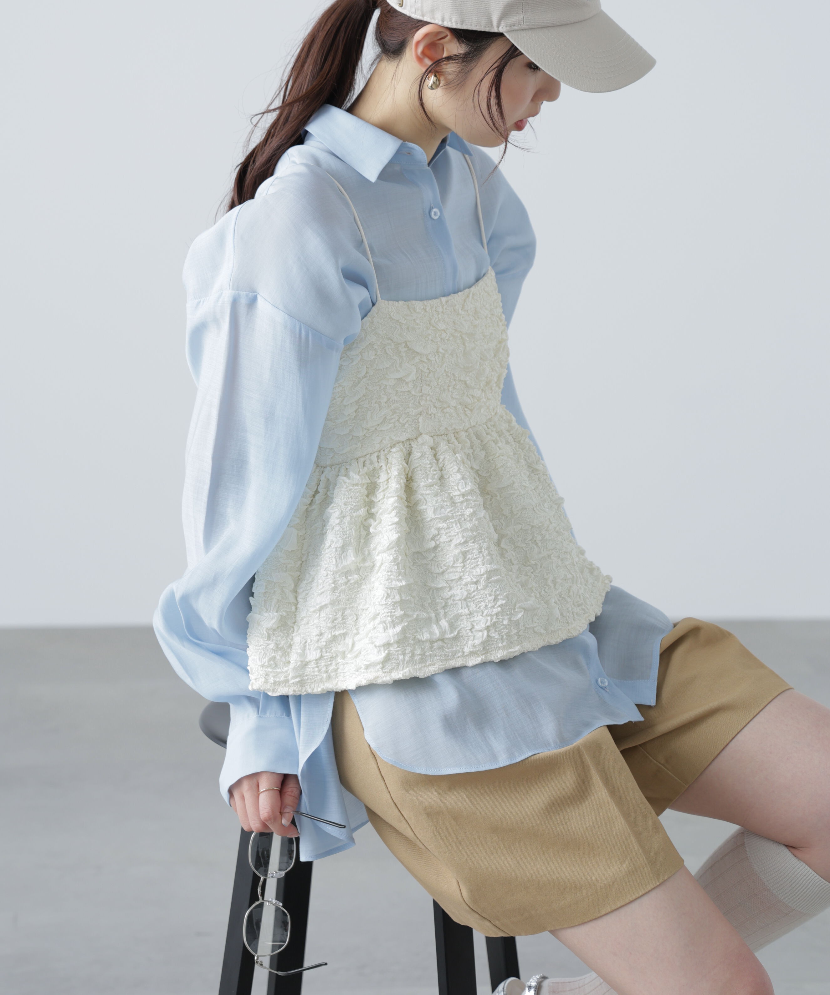  「ぽこぽこジャガードキャミソールビスチェ」|シャツ・ブラウス|