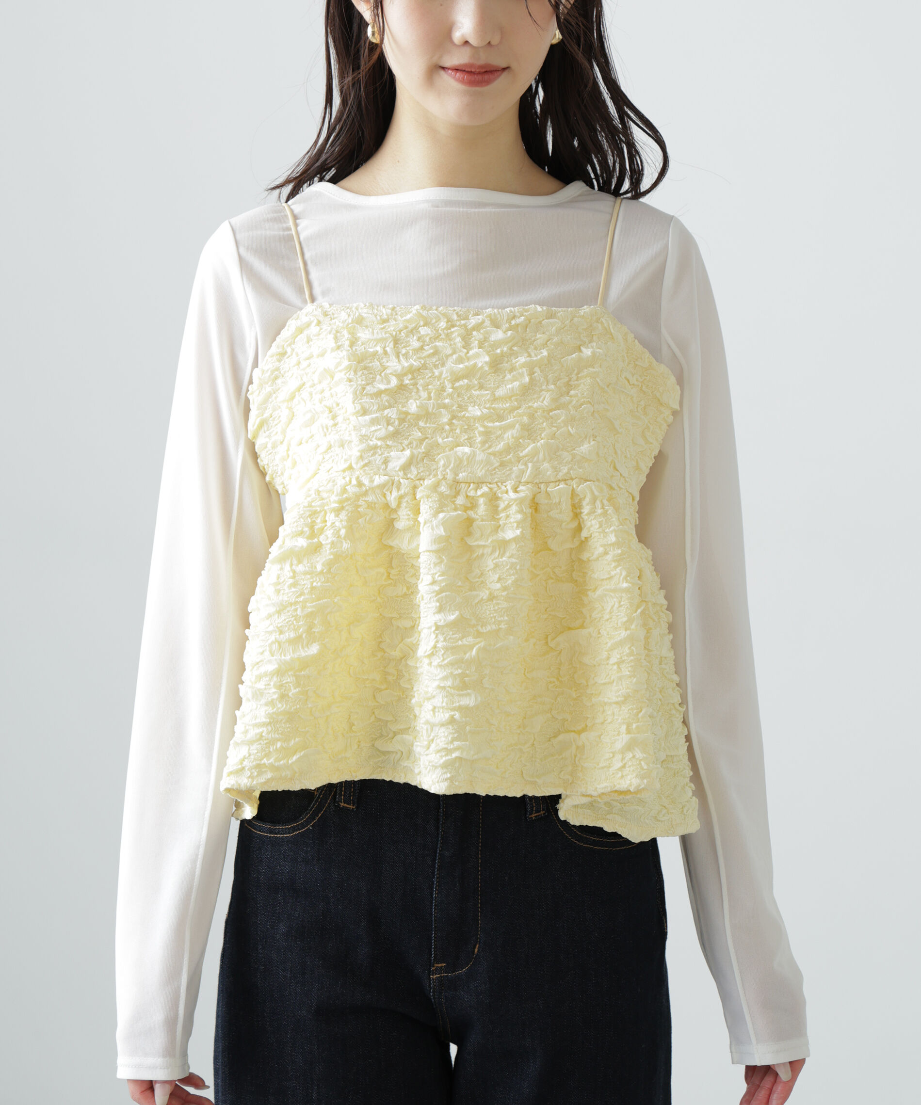  「ぽこぽこジャガードキャミソールビスチェ」|シャツ・ブラウス|