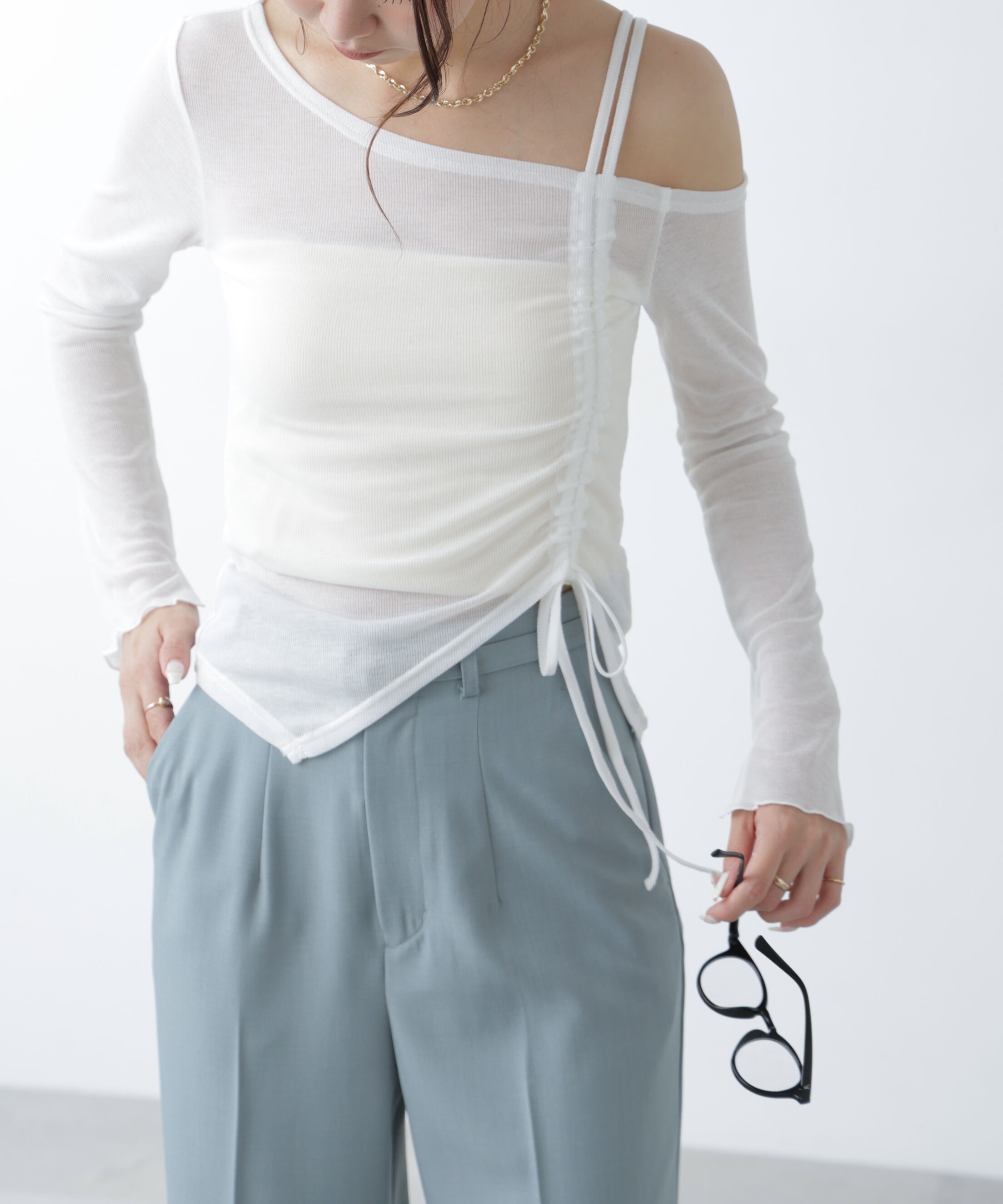  「ワンショルシャーリングテレコカットソー」|Tシャツ・カットソー|