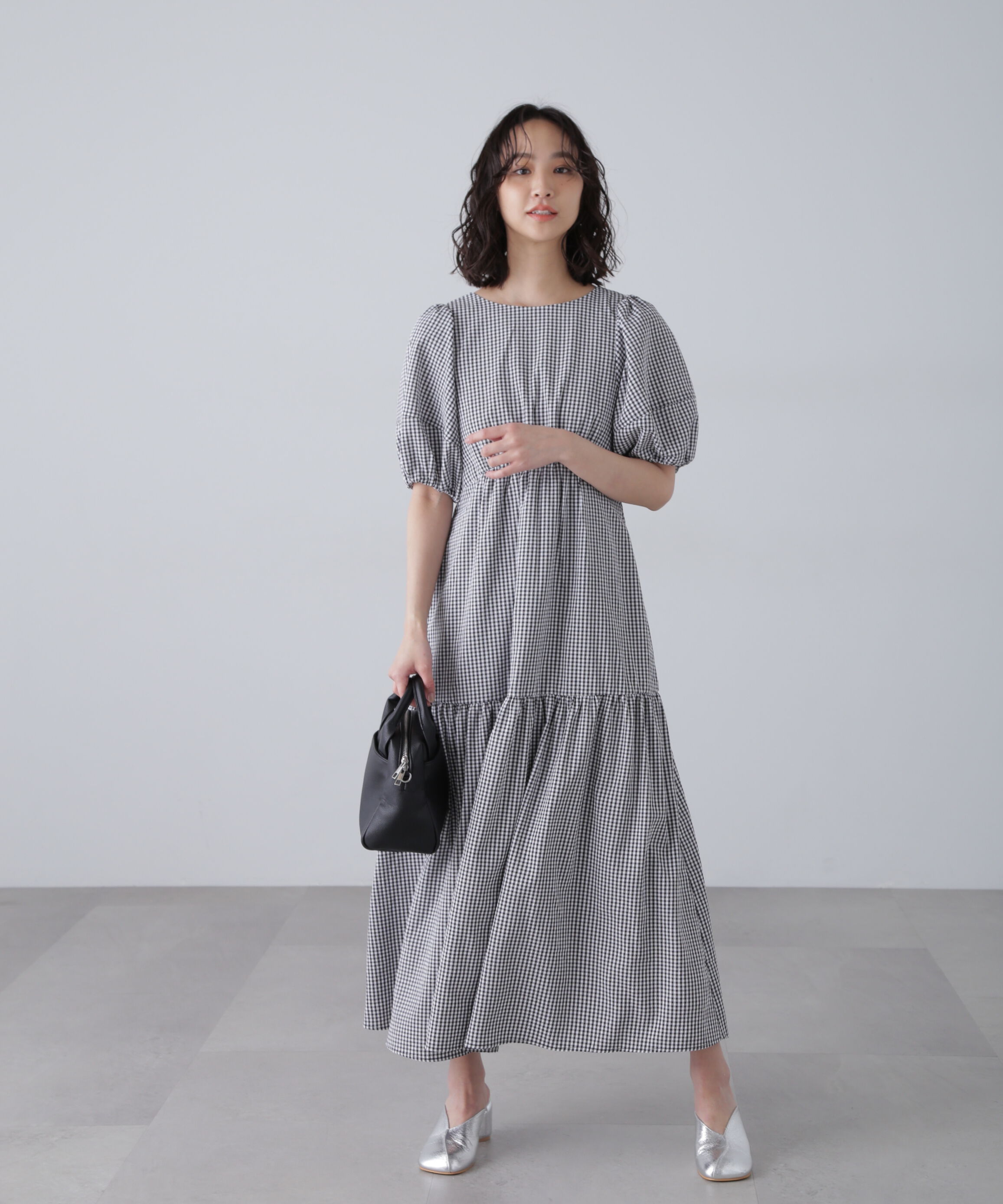  「ランタンスリーブバックリボンワンピース」|ワンピース|