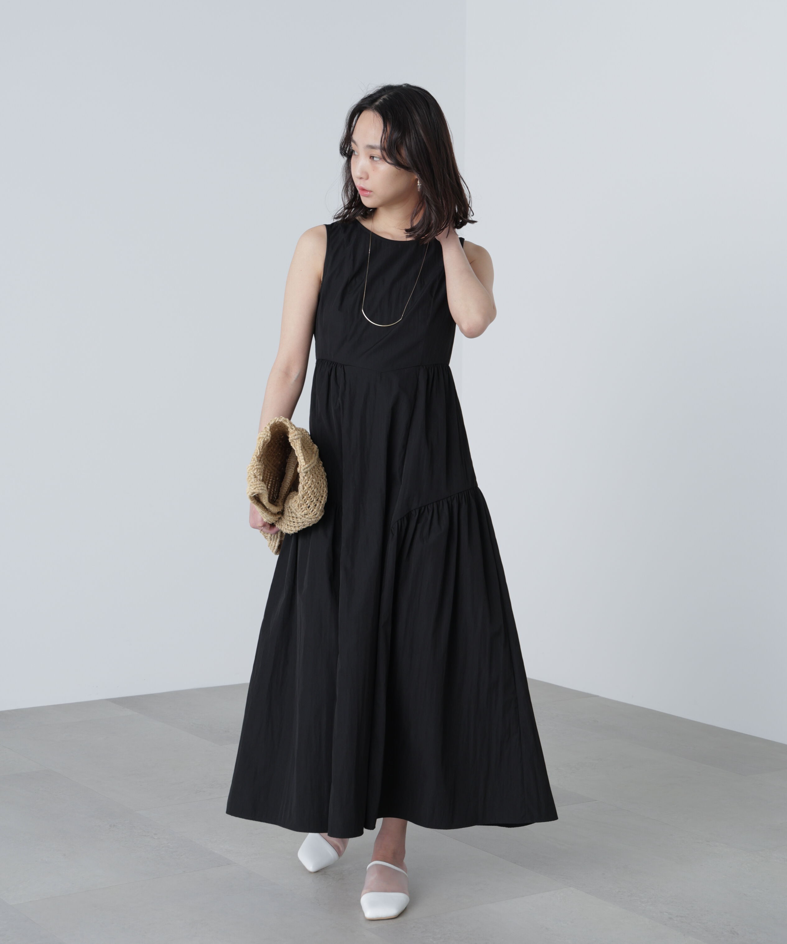  「タイプライターギャザーマキシワンピース」|ワンピース|