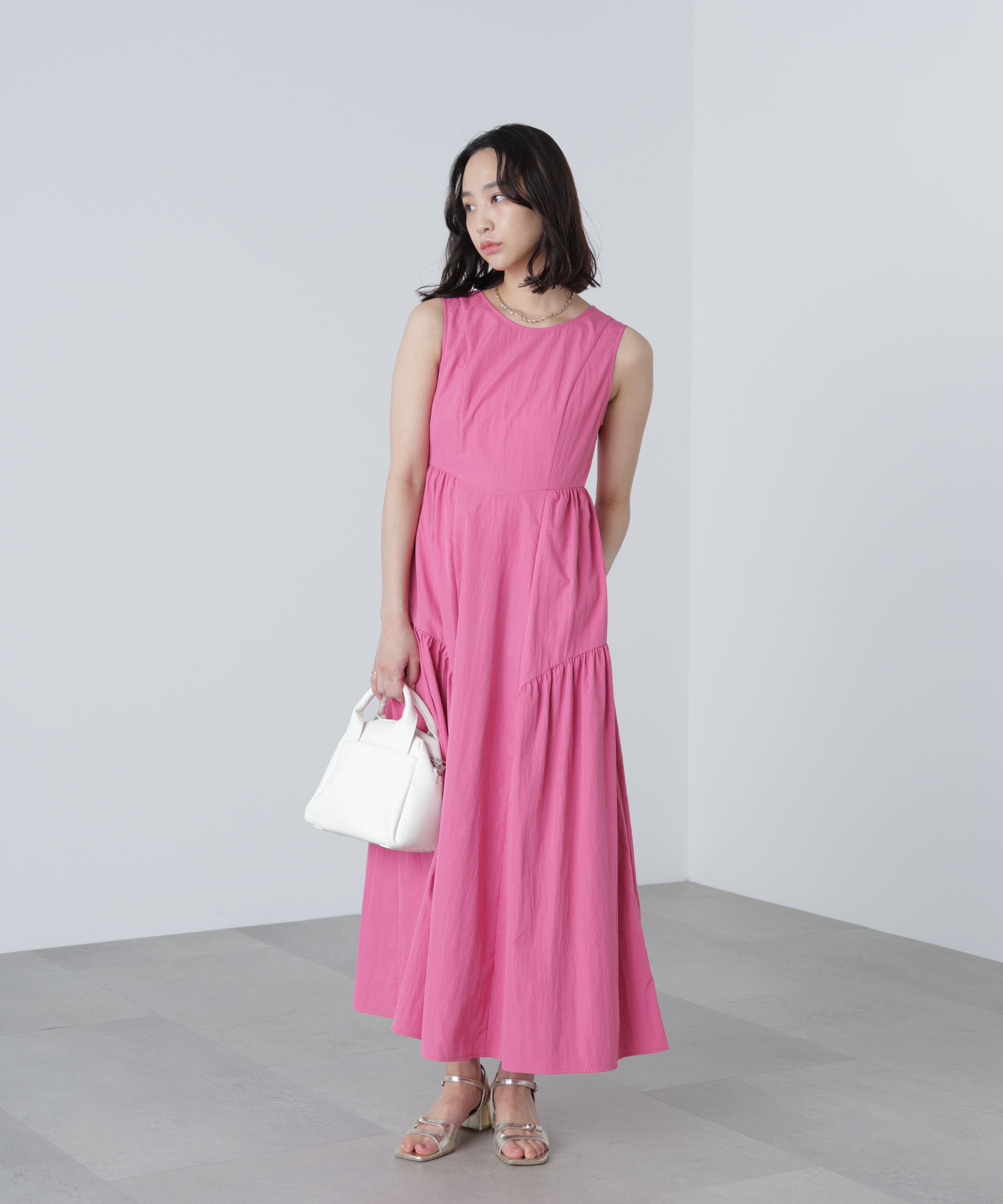  「タイプライターギャザーマキシワンピース」|ワンピース|