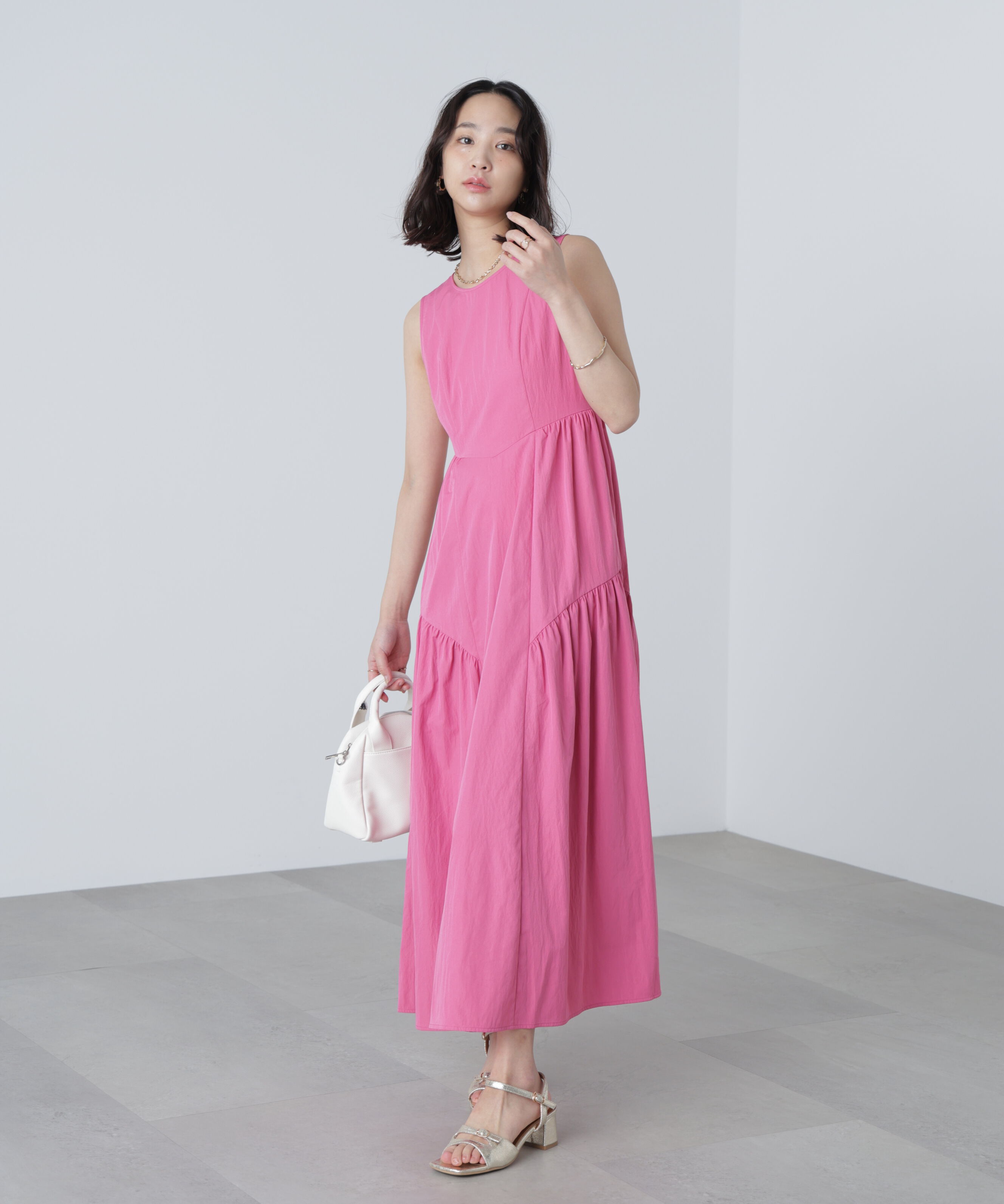  「タイプライターギャザーマキシワンピース」|ワンピース|