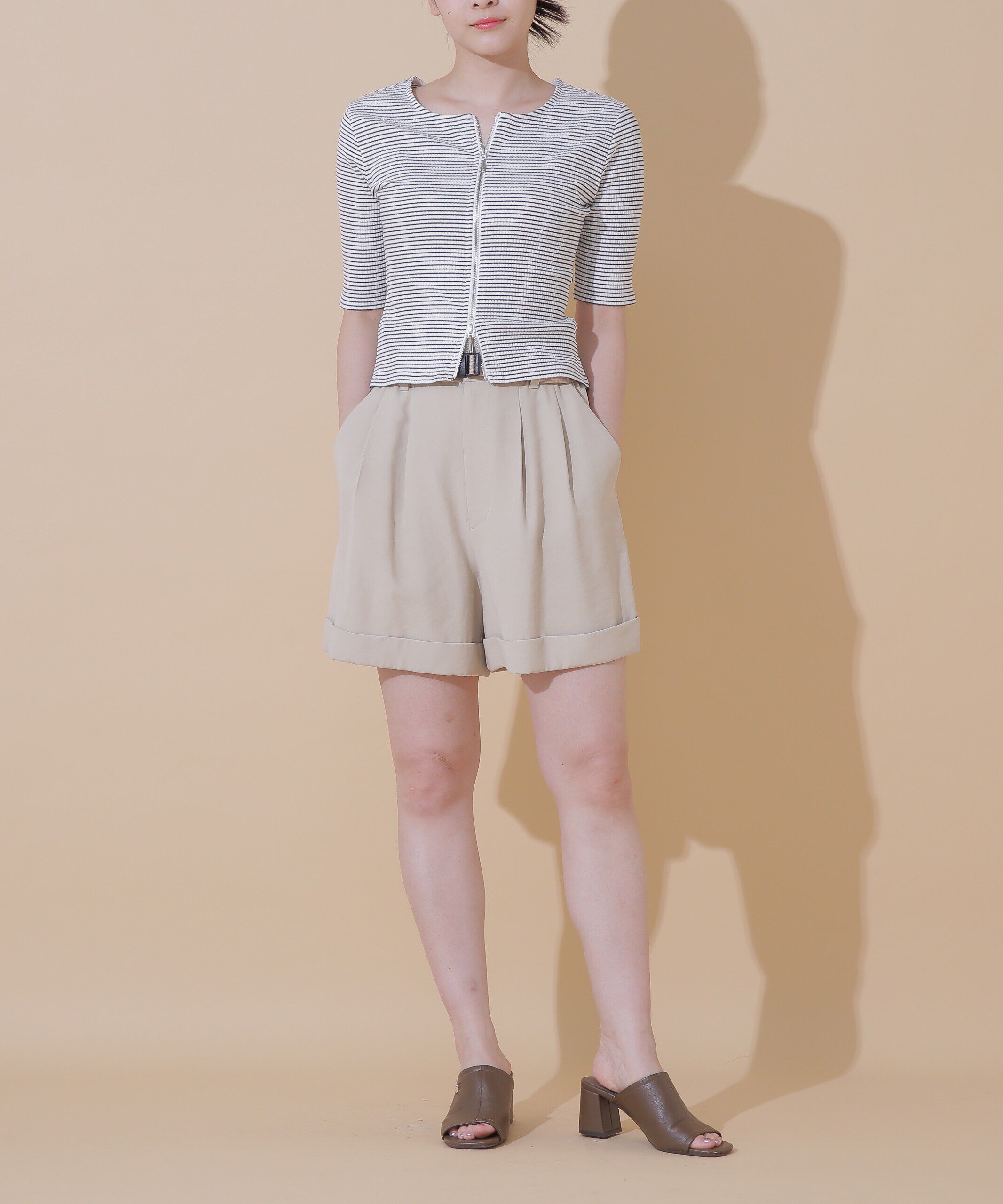  「ペーパーバッグウエストショートパンツ」|その他|ベージュ