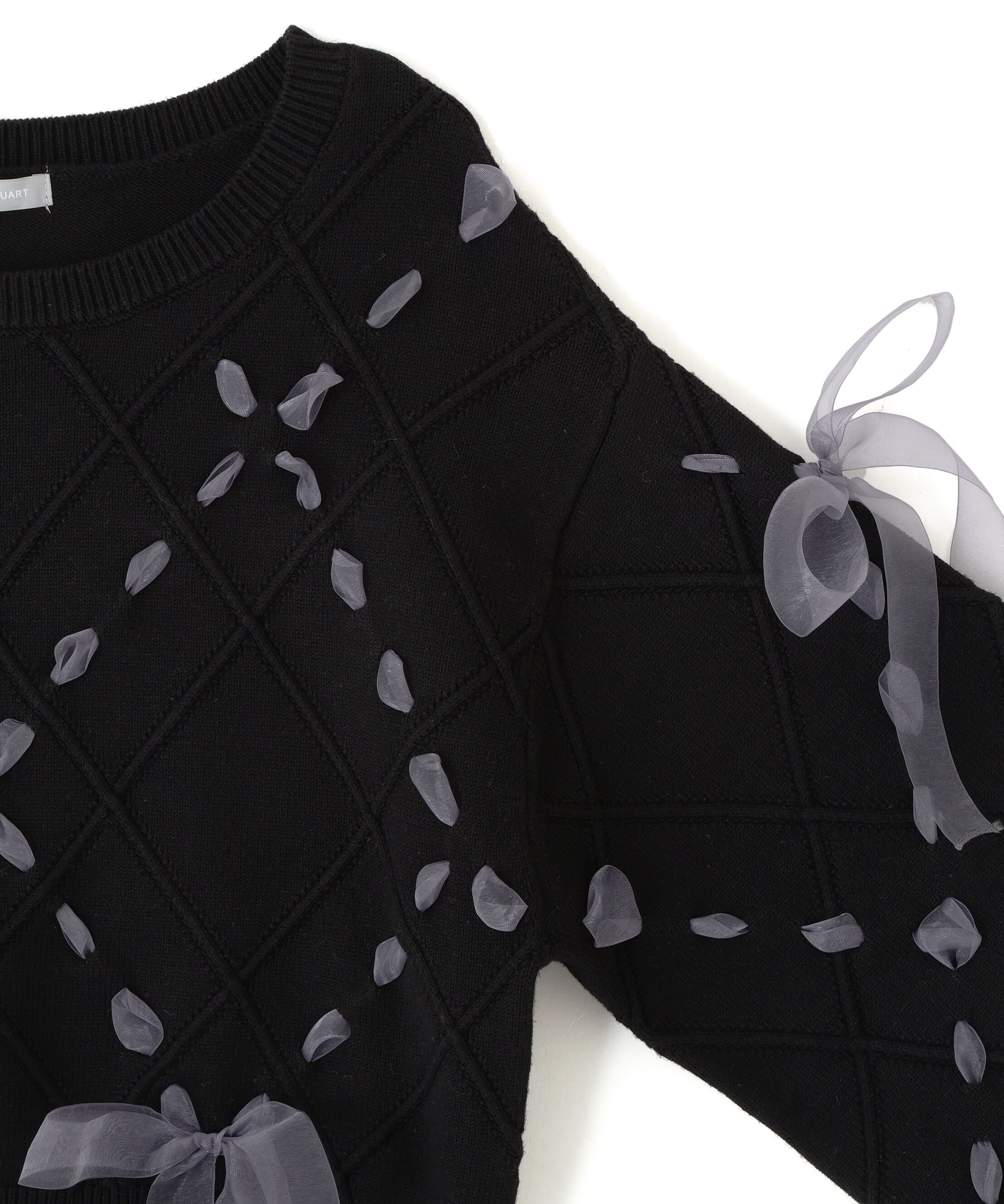  「ダイヤ柄リボンニット」|ニット・セーター|