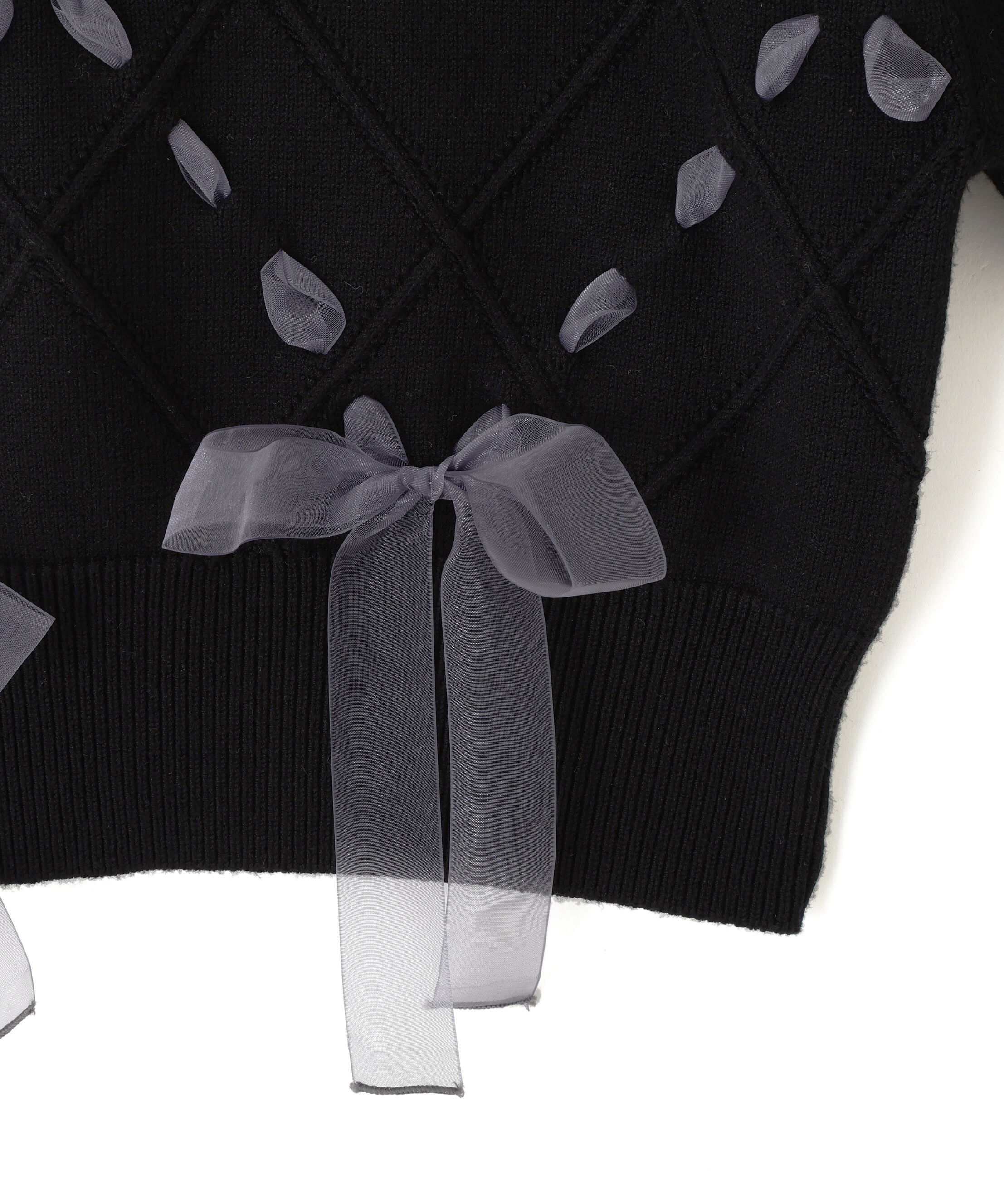  「ダイヤ柄リボンニット」|ニット・セーター|