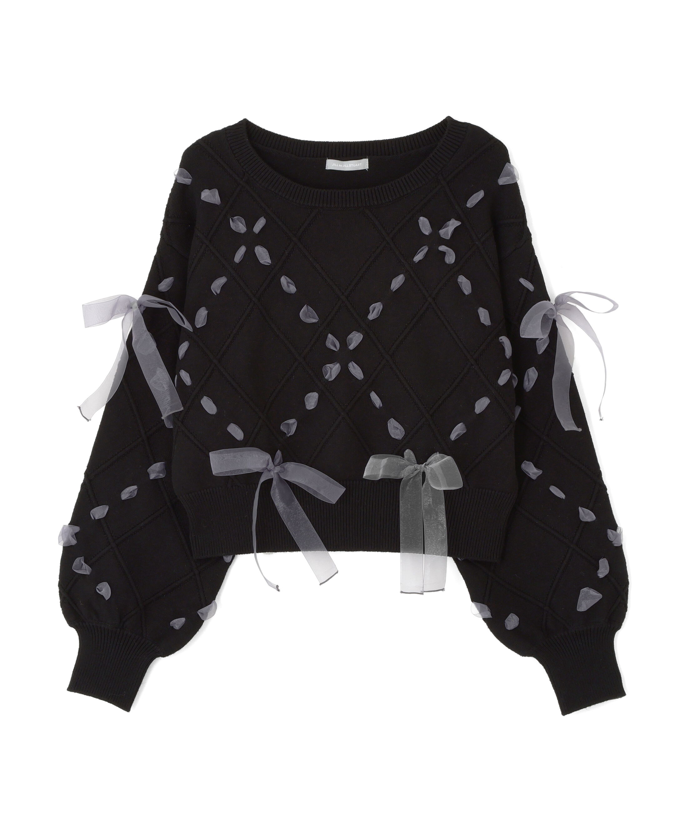  「ダイヤ柄リボンニット」|ニット・セーター|